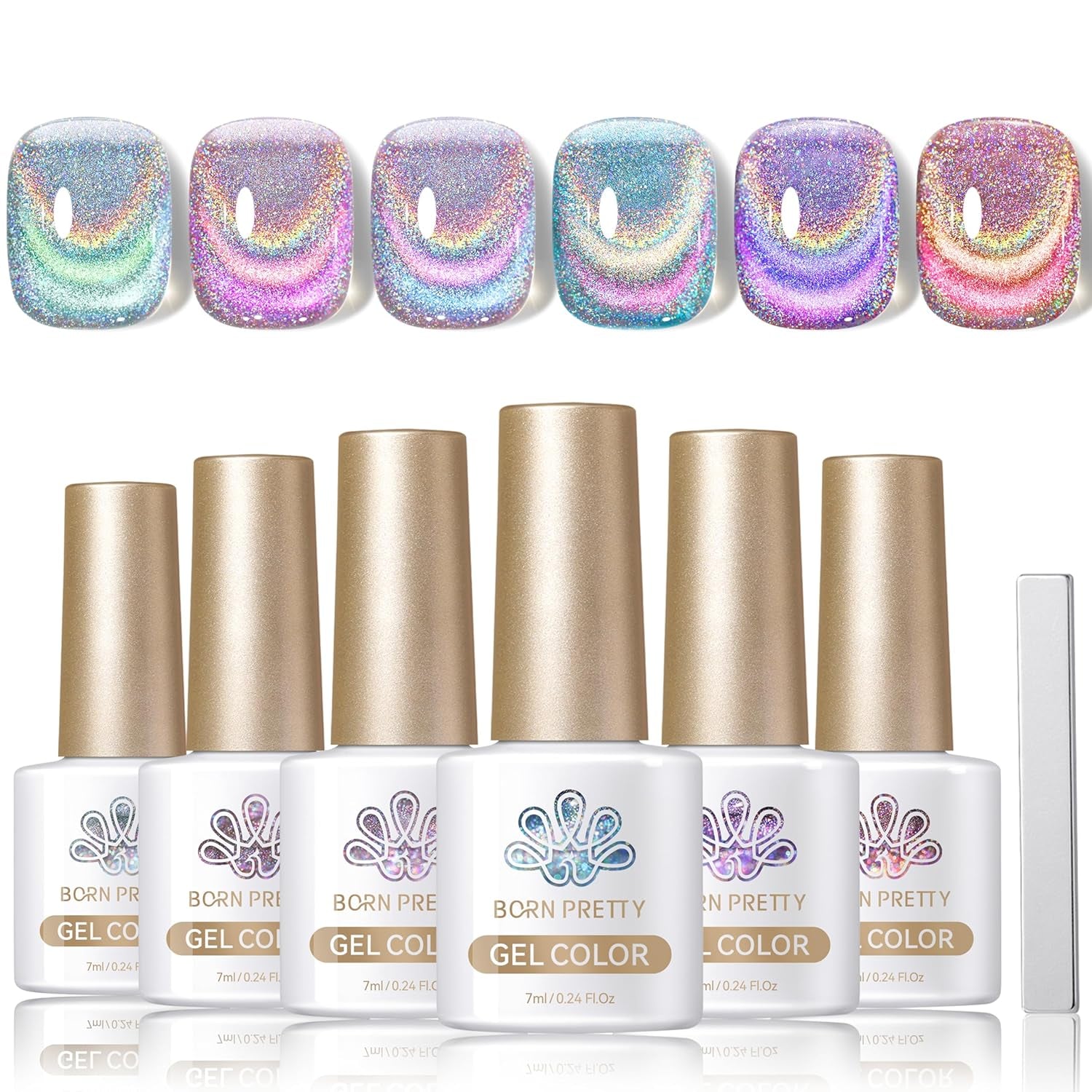 Cat Magnetic Gel Nail Polish 9D Chameleon Holorgraphic Cat Magnetic Eye Gel Polish Glitter Gel Polish Set 6PCS