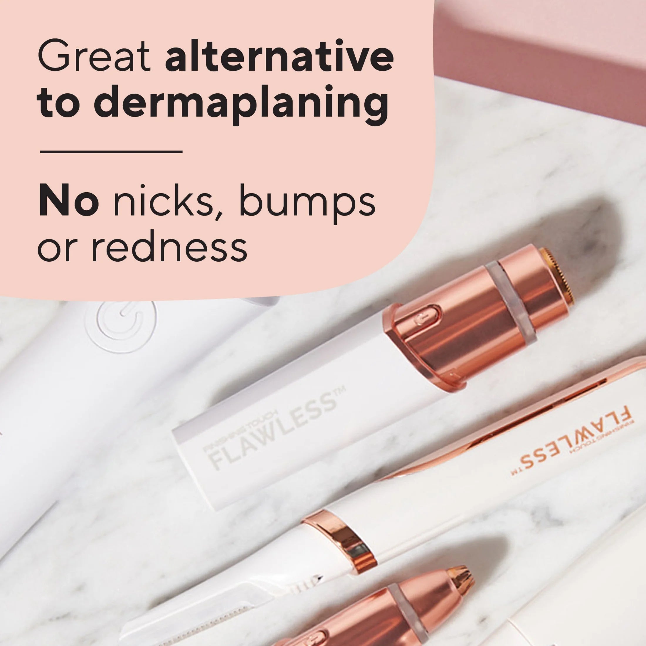 Finishing Touch  Facial Hair Remover for Women, Rose Gold Electric Face Razor with LED Light