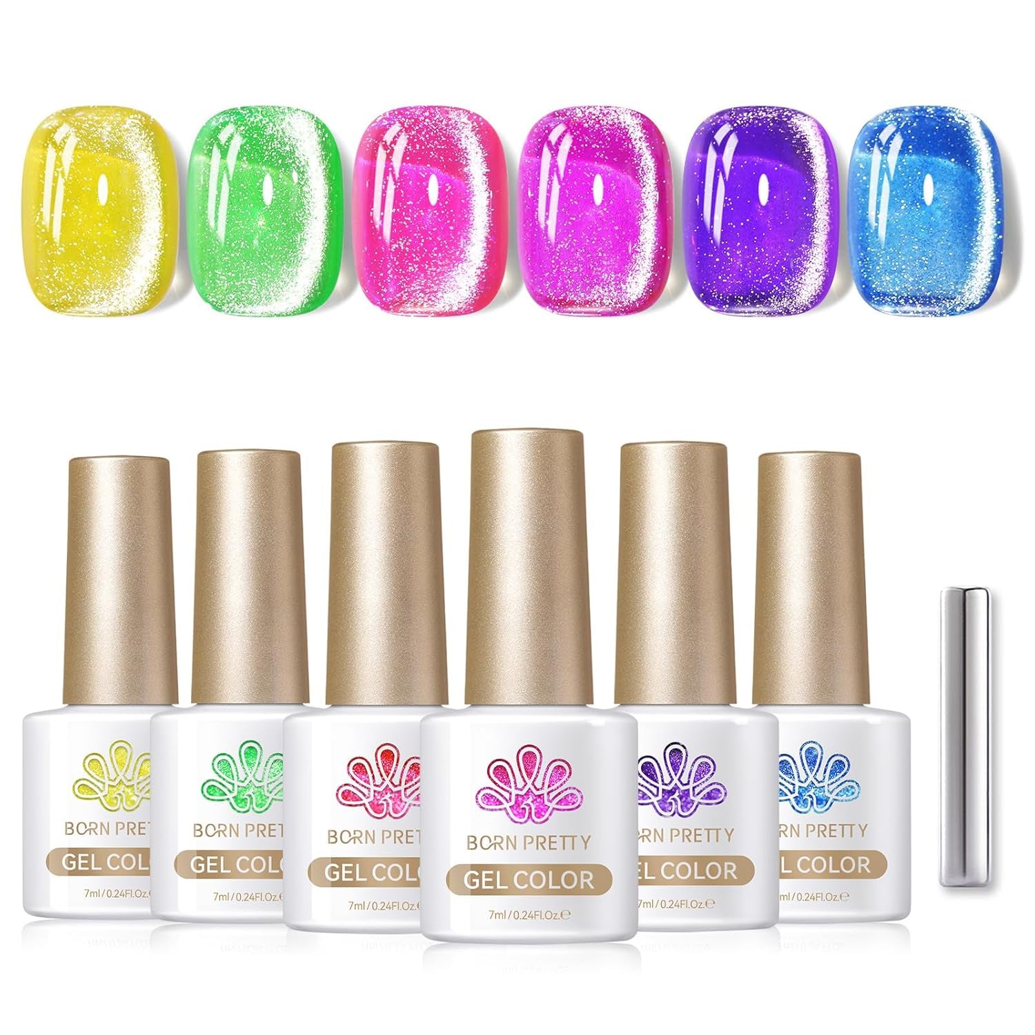 Cat Magnetic Gel Nail Polish 9D Chameleon Holorgraphic Cat Magnetic Eye Gel Polish Glitter Gel Polish Set 6PCS