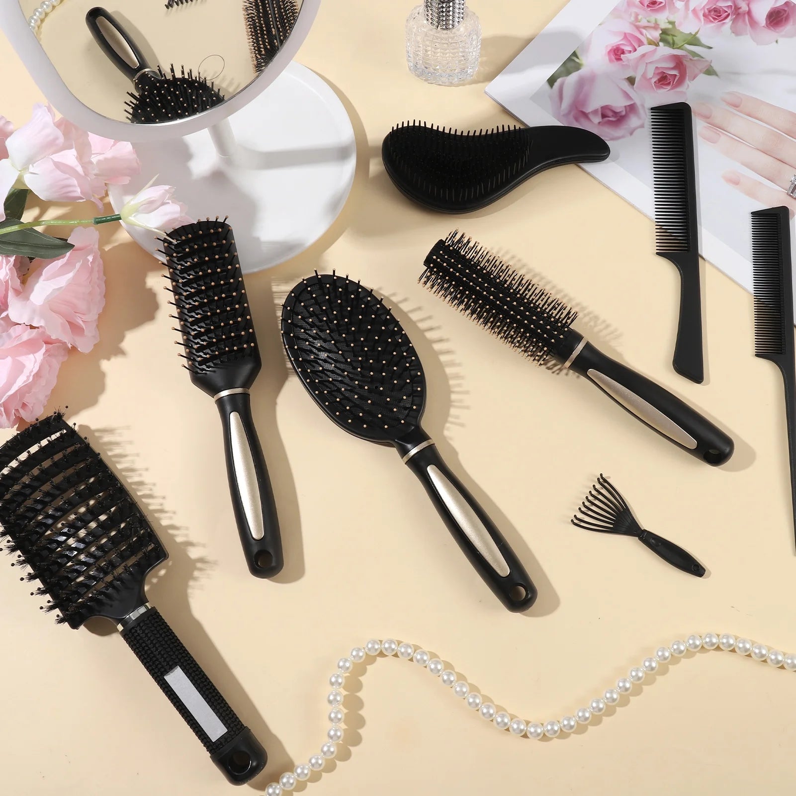 8 Pack Detangling Hairbrush for Men Women, Detangling Brush for Thick Curly Hair, Pain-Free Hair Brush Curly Hair, anti Breakage Hair Brush