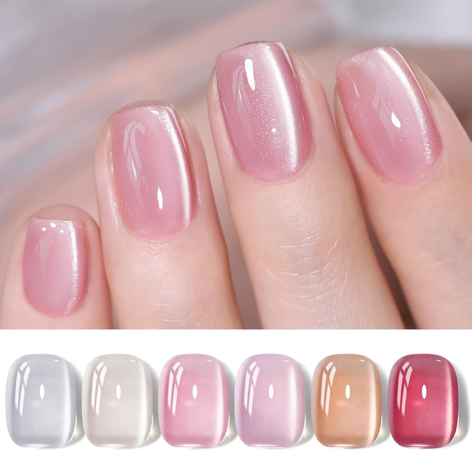 Cat Magnetic Gel Nail Polish 9D Chameleon Holorgraphic Cat Magnetic Eye Gel Polish Glitter Gel Polish Set 6PCS