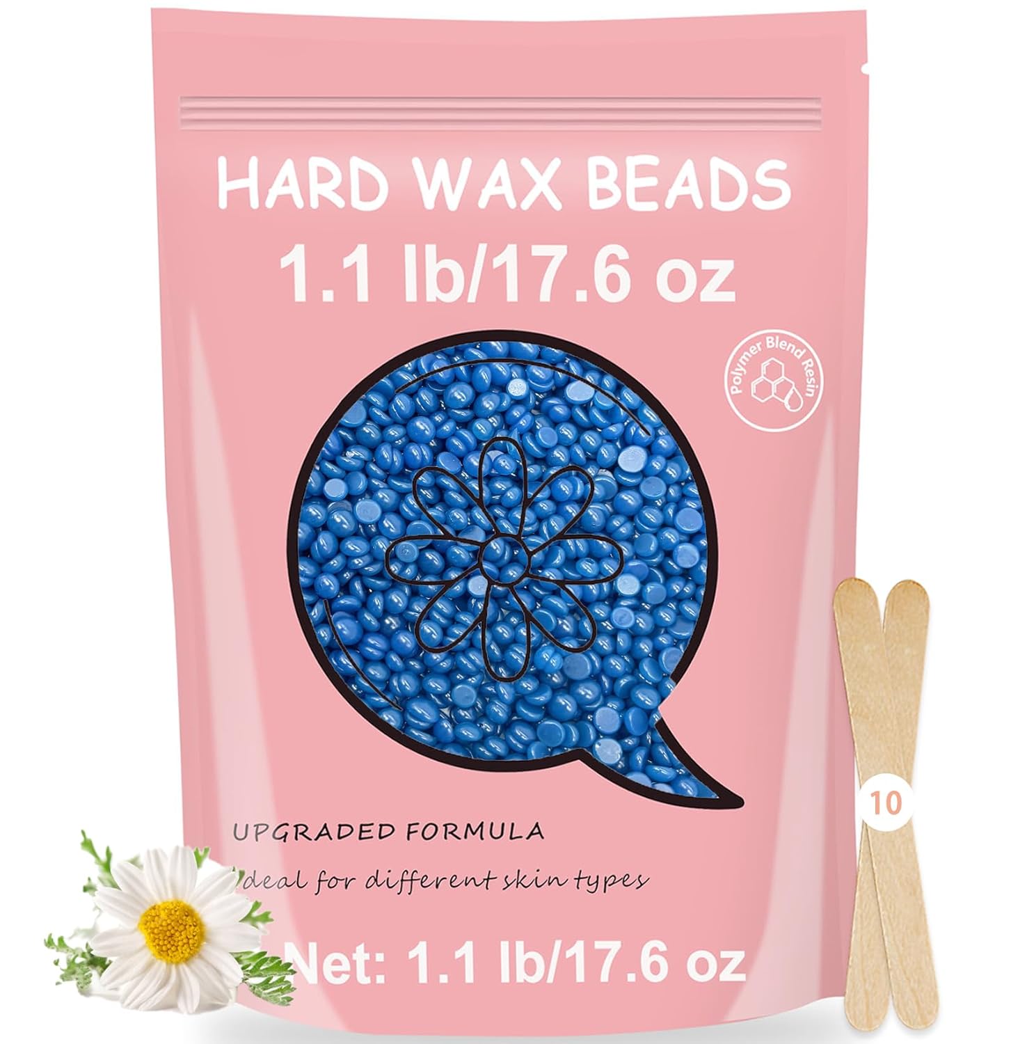 Hard Wax Beads, 400G Wax Beans for Hair Removal, Perfect for Sensitive Skin Full Body, Facial, Brazilian Bikini, and Legs at Home, 4 Packs Wax Refill for Women Men
