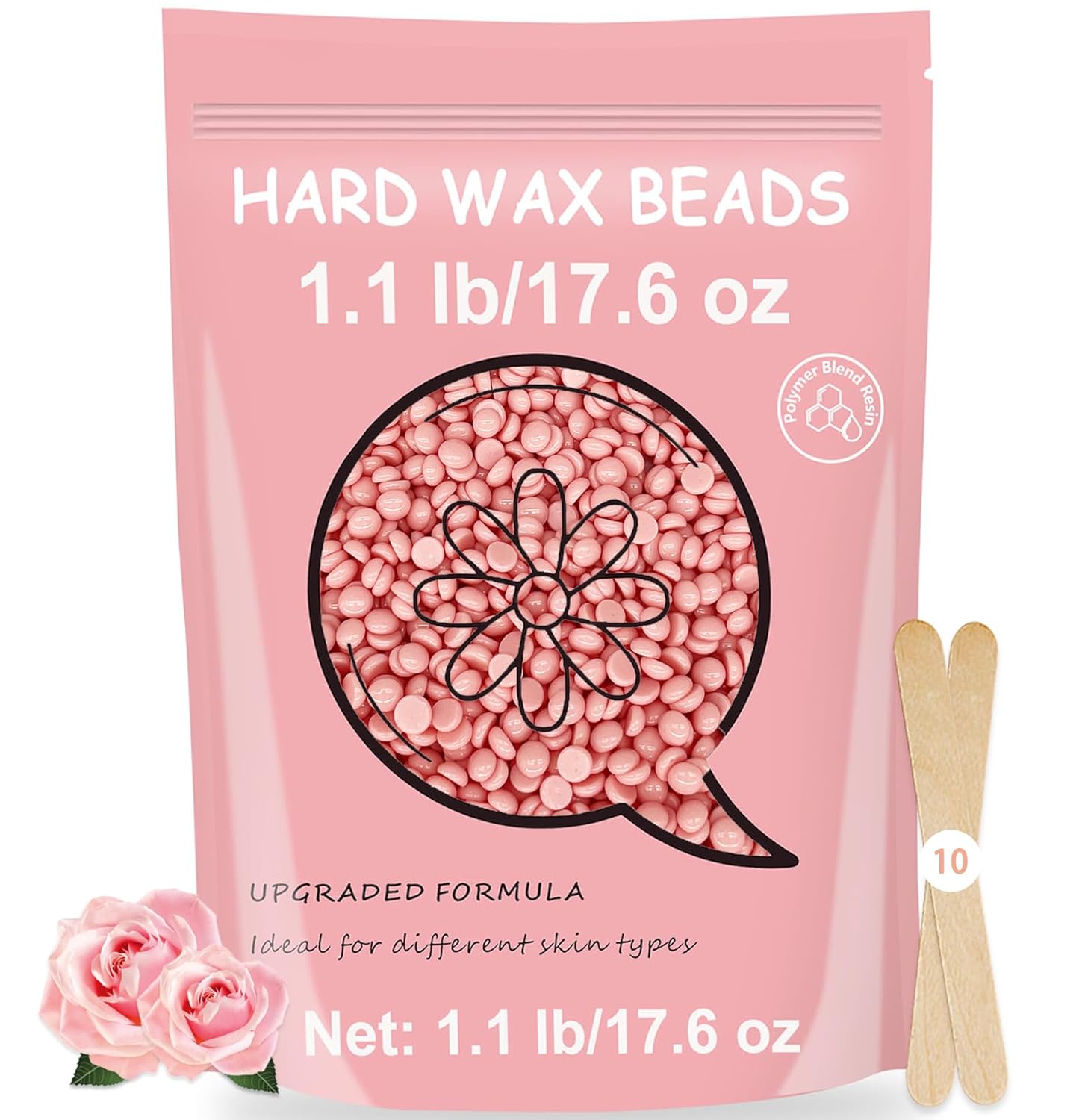Hard Wax Beads, 400G Wax Beans for Hair Removal, Perfect for Sensitive Skin Full Body, Facial, Brazilian Bikini, and Legs at Home, 4 Packs Wax Refill for Women Men