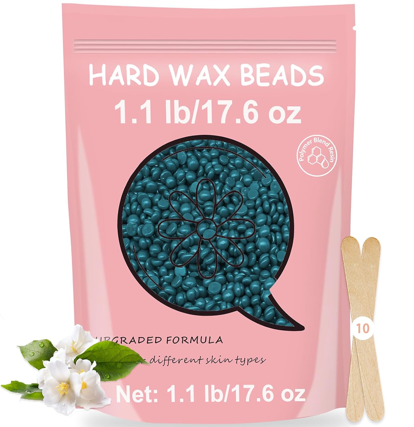 Hard Wax Beads, 400G Wax Beans for Hair Removal, Perfect for Sensitive Skin Full Body, Facial, Brazilian Bikini, and Legs at Home, 4 Packs Wax Refill for Women Men
