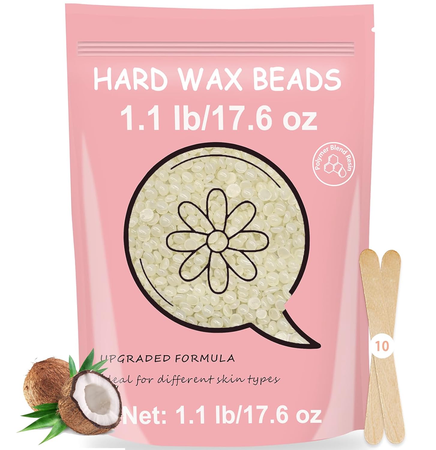 Hard Wax Beads, 400G Wax Beans for Hair Removal, Perfect for Sensitive Skin Full Body, Facial, Brazilian Bikini, and Legs at Home, 4 Packs Wax Refill for Women Men
