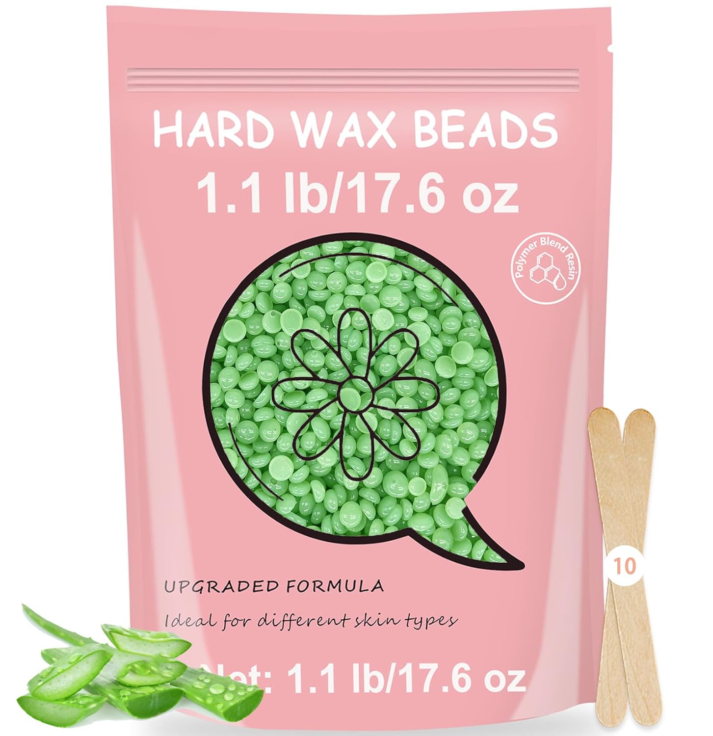 Hard Wax Beads, 400G Wax Beans for Hair Removal, Perfect for Sensitive Skin Full Body, Facial, Brazilian Bikini, and Legs at Home, 4 Packs Wax Refill for Women Men