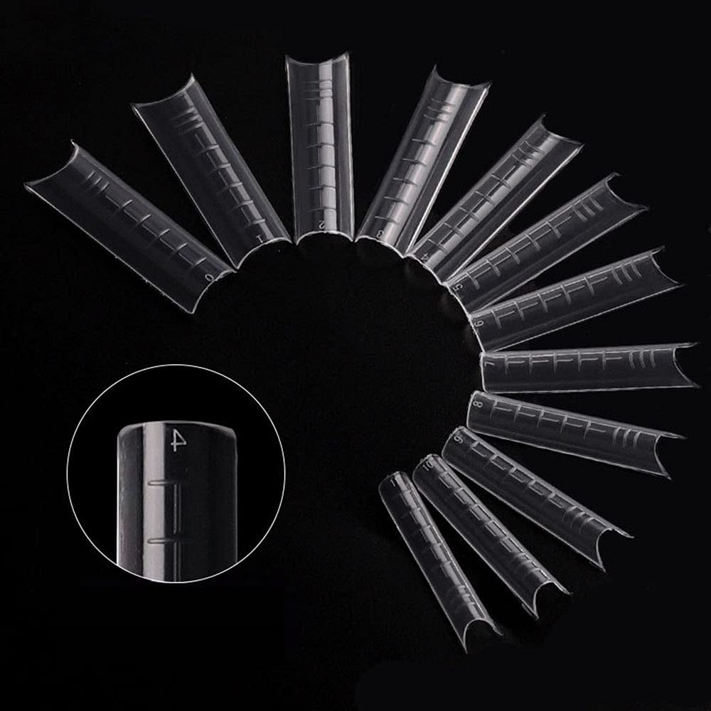 120PCS Nail Form C Curve U Shape Nail Gel Nail Tips Acrylic Nail Forms Clear Fake Nails12 Sizes with Scale