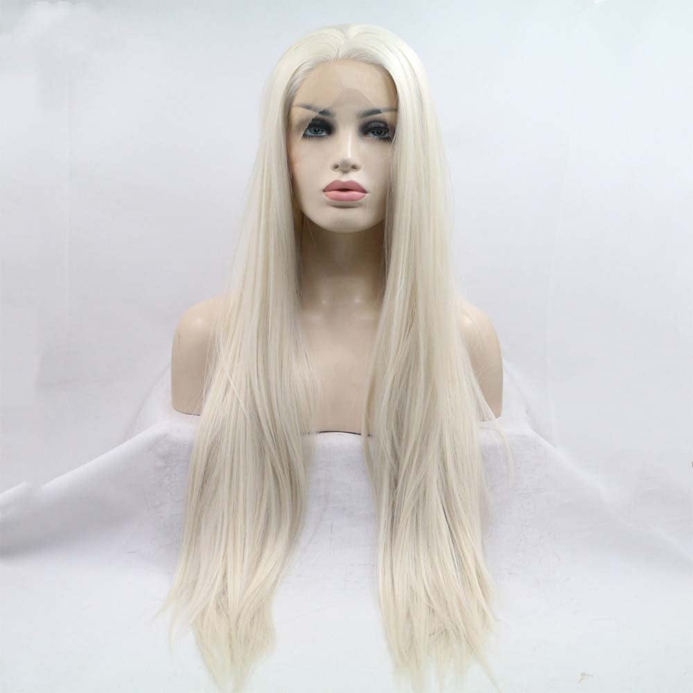 613C#Long Blonde Straight Synthetic Lace Front Wigs for Women Hair Heat Resistant Fiber Long Soft Lace Synthetic Blonde Long Wigs