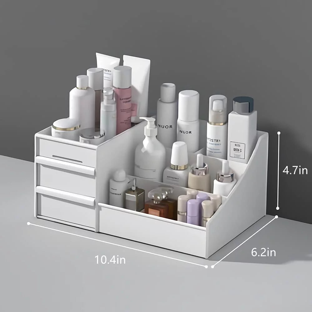 Makeup Organizer with Drawers, Vanity Organizer for Dressing Table, Countertop, White Makeup Box