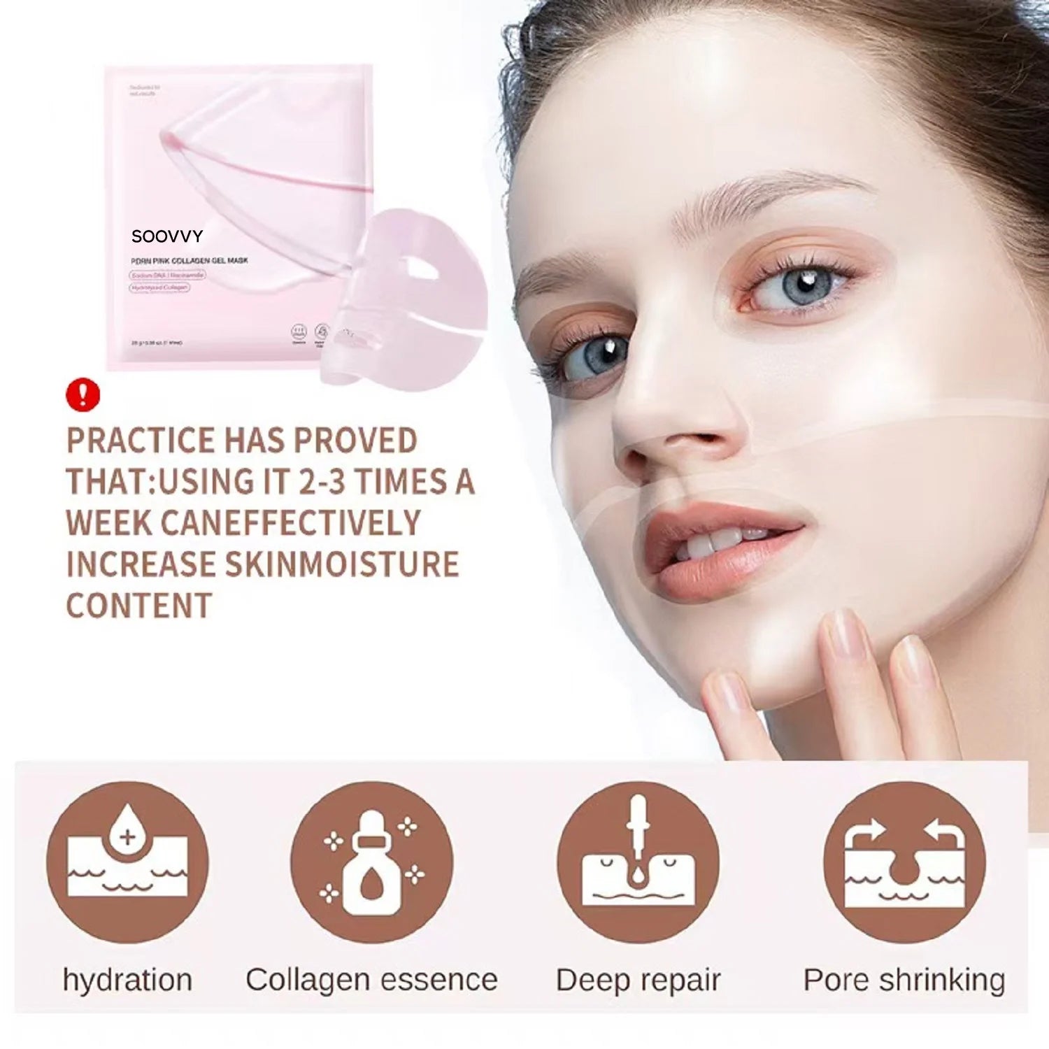 Pink Collagen Jelly Gel Mask , Overnight Face Mask for Glass Glow Skin Care ,Moisturizing Collagen Face Mask, Korean Skincare, 4Ea