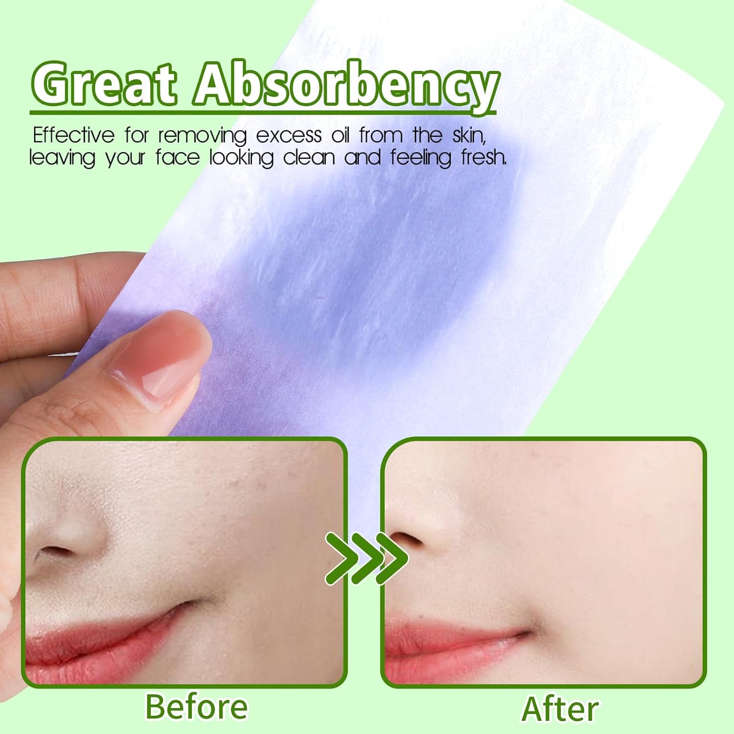 Blotting Paper,  Oil Absorbing Sheets for Oily Skin 600 Sheets, Oil Control for Face, Makeup Blotting Paper, Natural Oil Absorbing Facial Blotting Sheets for Oily Skin Care (Pack of 6)