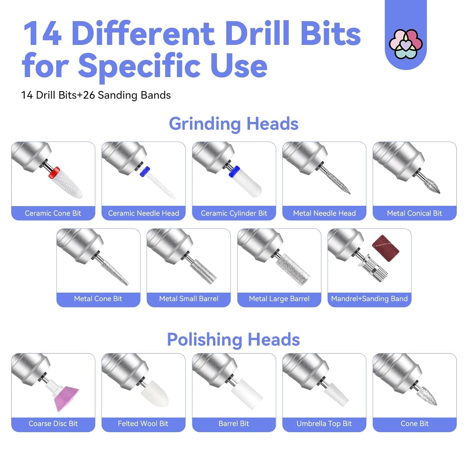 Electric Nail Drill Professional - 35000 RPM Rechargeable Acrylic Nail Drill with Drill Bits Sanding Bands for Nail Art Removal Nail Care for Nails Manicure and Pedicure Kit Salon Use