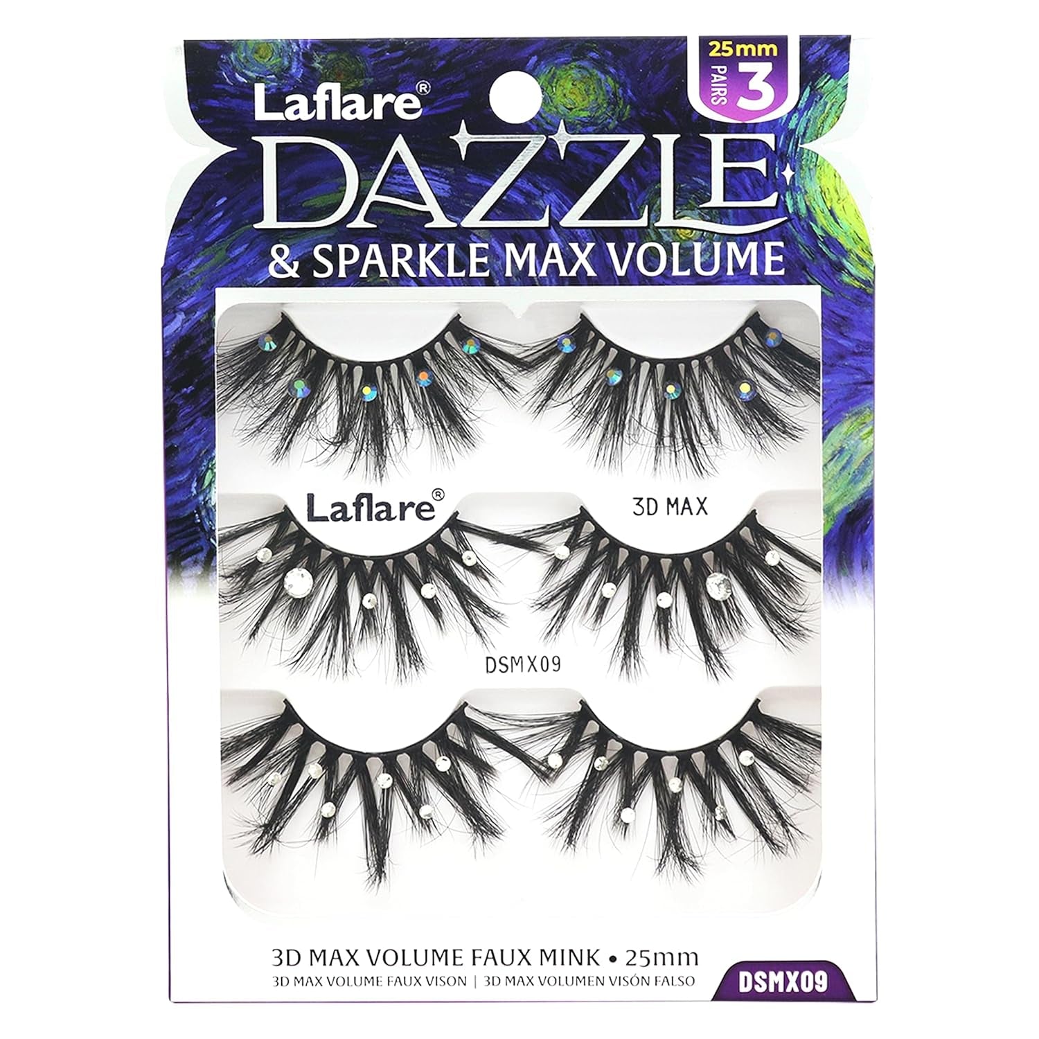'S Dazzle & Sparkle - Color Lash,Dramatic Lashes. Glitter Lashes.. Eyelashes for All Partys, Halloween and Xmas, New Year (DSMX09)