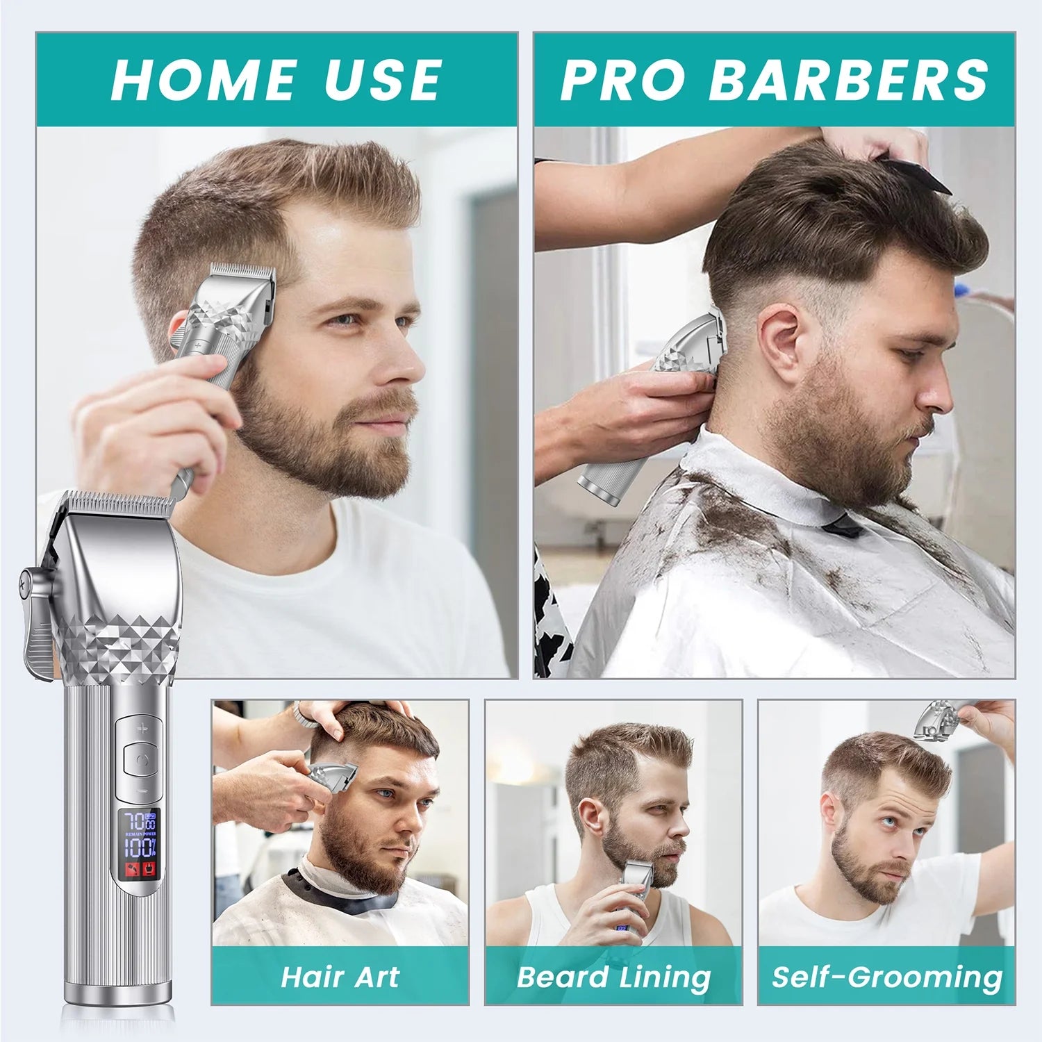 Rechargeable Cordless Electric Hair Clippers for Men