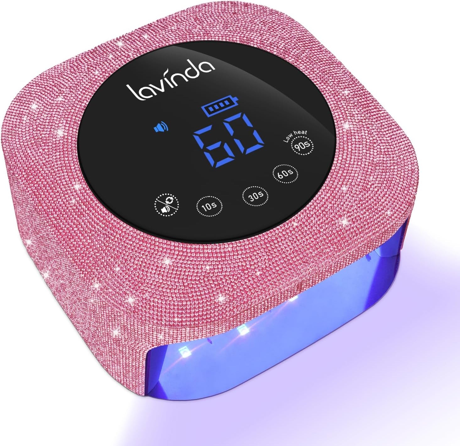 54W UV Nail Lamp, UV Light for Gel Nails, Cordless Rechargeable UV LED Nail Lamp Nail Light with 4 Timer and LCD Display, Professional Fast Curing Lamp Nail Dryer with Black Rhinestone