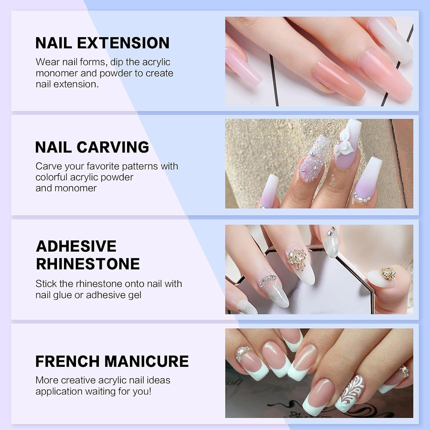 Acrylic Nail Kit - Nail Kit Set Professional Acrylic with Everything for Beginners Glitter Acrylic Nail Set DIY Nail Extension Starter Kit