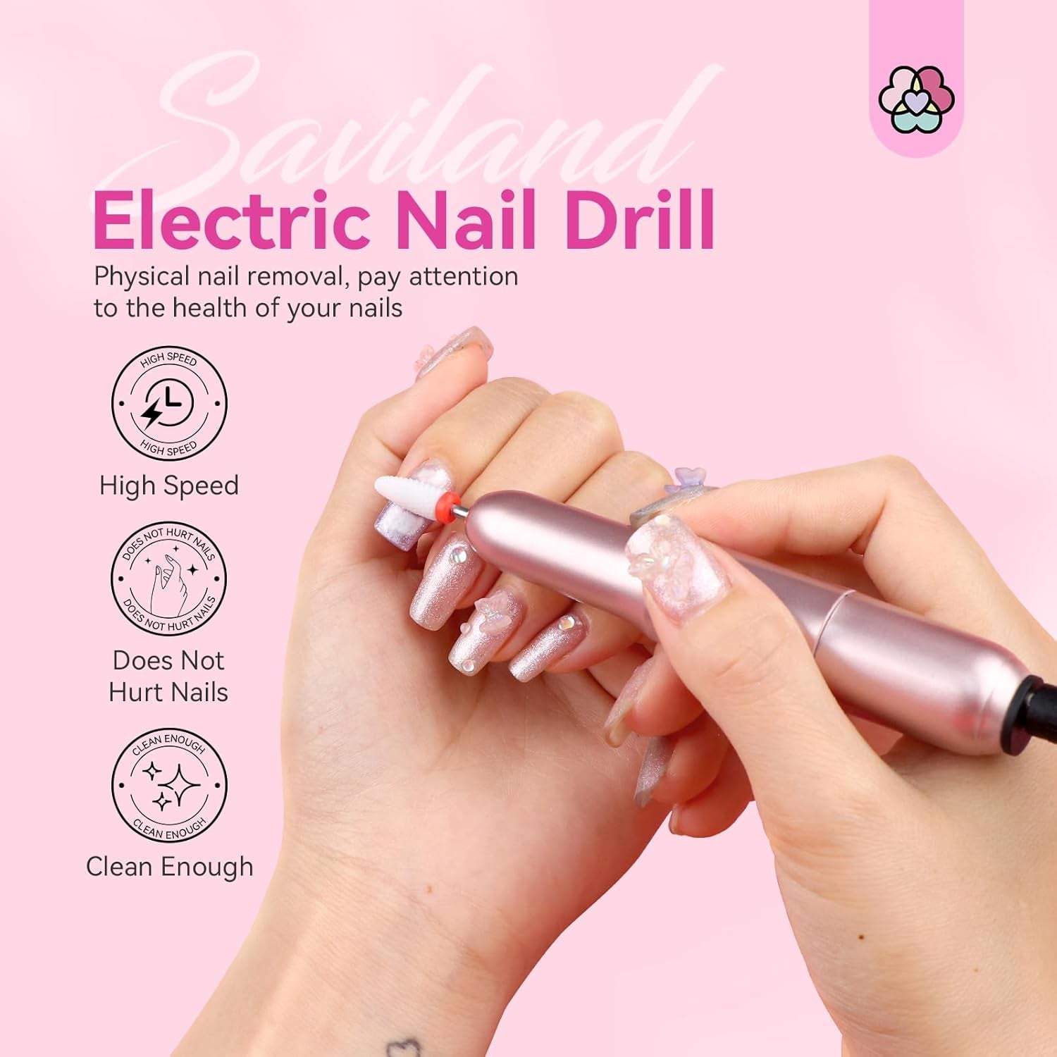 Electric Nail Drill: Rose Electric Nail File 20000RPM Efile Nail Drill Professional Manicure with 6PCS Nail Drill Bits Portable Nail File & Salon Use Manicure Pedicure