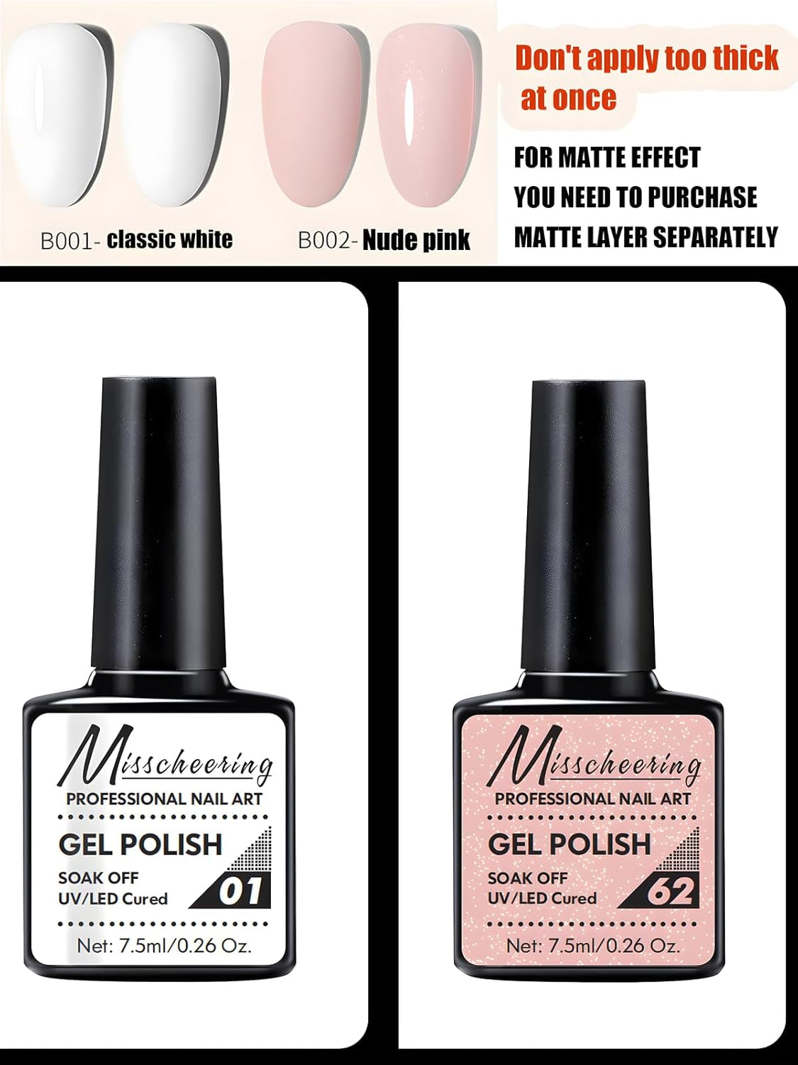 Gel French Manicure Kit,  Glitter Nude Pink & White UV French Tip Gel Nail Polish Stamper Brushes Dotting Pens French Tip Tool Kit for French Nail Art DIY Design