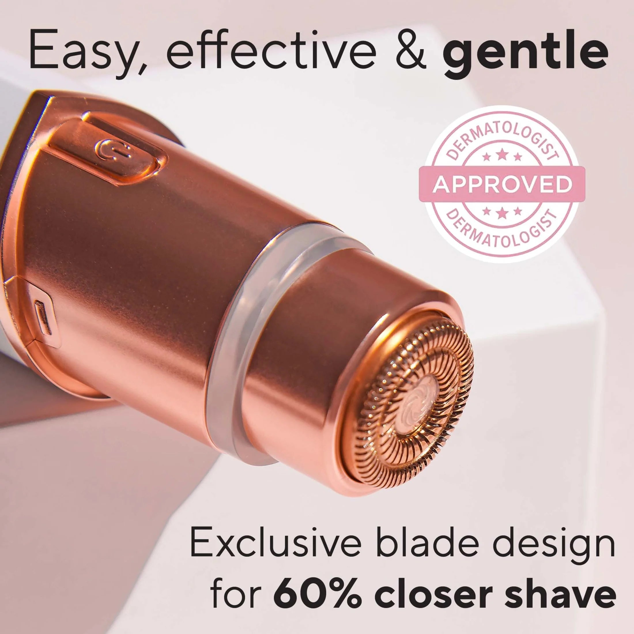 Finishing Touch  Facial Hair Remover for Women, Rose Gold Electric Face Razor with LED Light