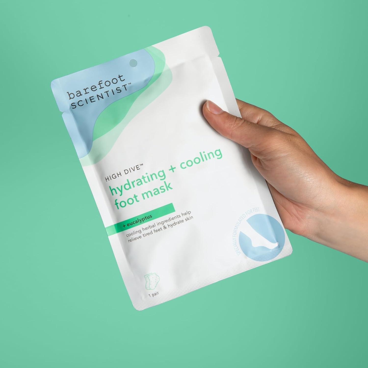 High Dive Hydrating Foot Mask for Dry Cracked Feet, Heels, Toes, Single Use Hydrating Sock Booties, 1 Pair