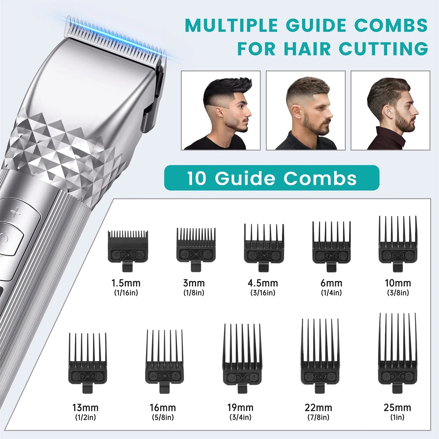 Rechargeable Cordless Electric Hair Clippers for Men