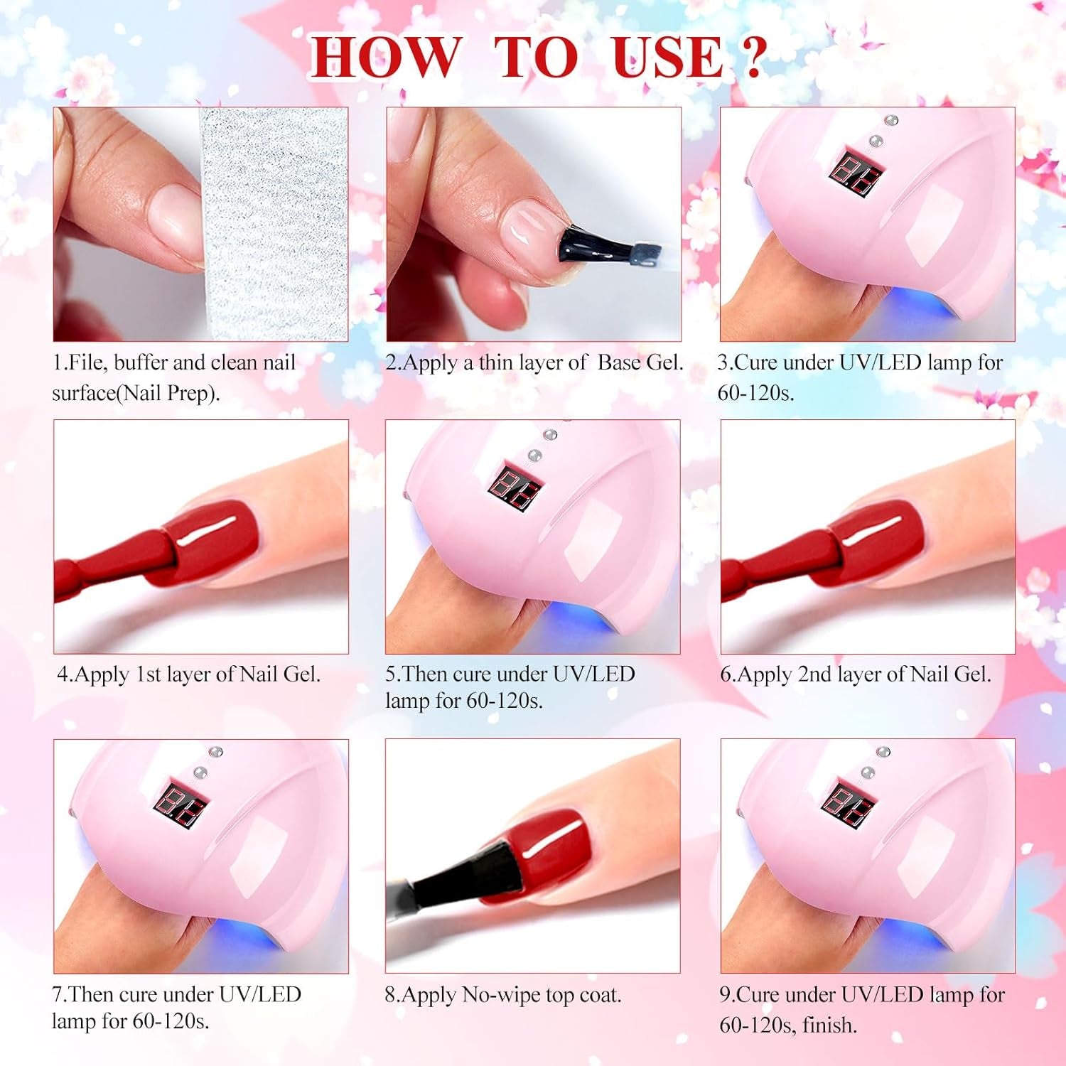 White Red Gel Nail Polish Set, 8 Colors Black Bloody Red Shimmer Red Silver Gel Polish Kit for All Seasons Soak off Gel Nail Manicure Gifts for Women