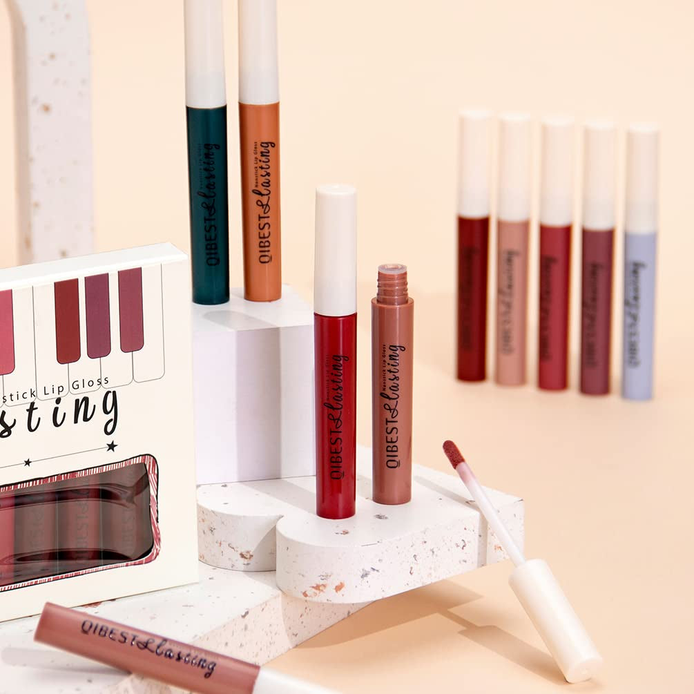12Pcs Matte Liquid Lipstick Set for Girls & Women, 24 Hours Long Lasting Waterproof Nude & Dark Red Lip Gloss Makeup Gift Kits, Velvet Non-Stick Cup Mate Duracion 24 Horas Originales Lip Stains