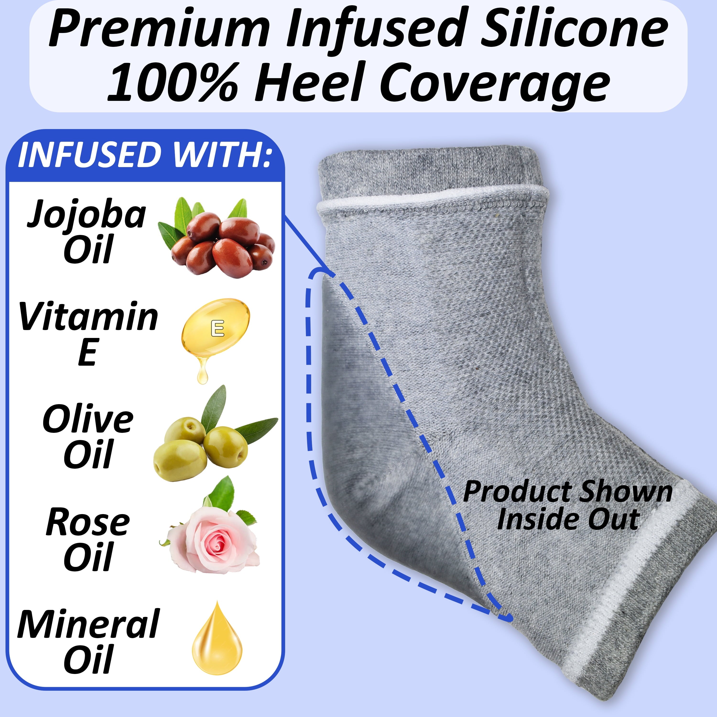 Moisturizing Socks for Cracked Heel Treatment: Heel Repair, Silicone Toeless, Spa Gel for Dry Feet Women, Lotion Moisture Pedicure, Gray