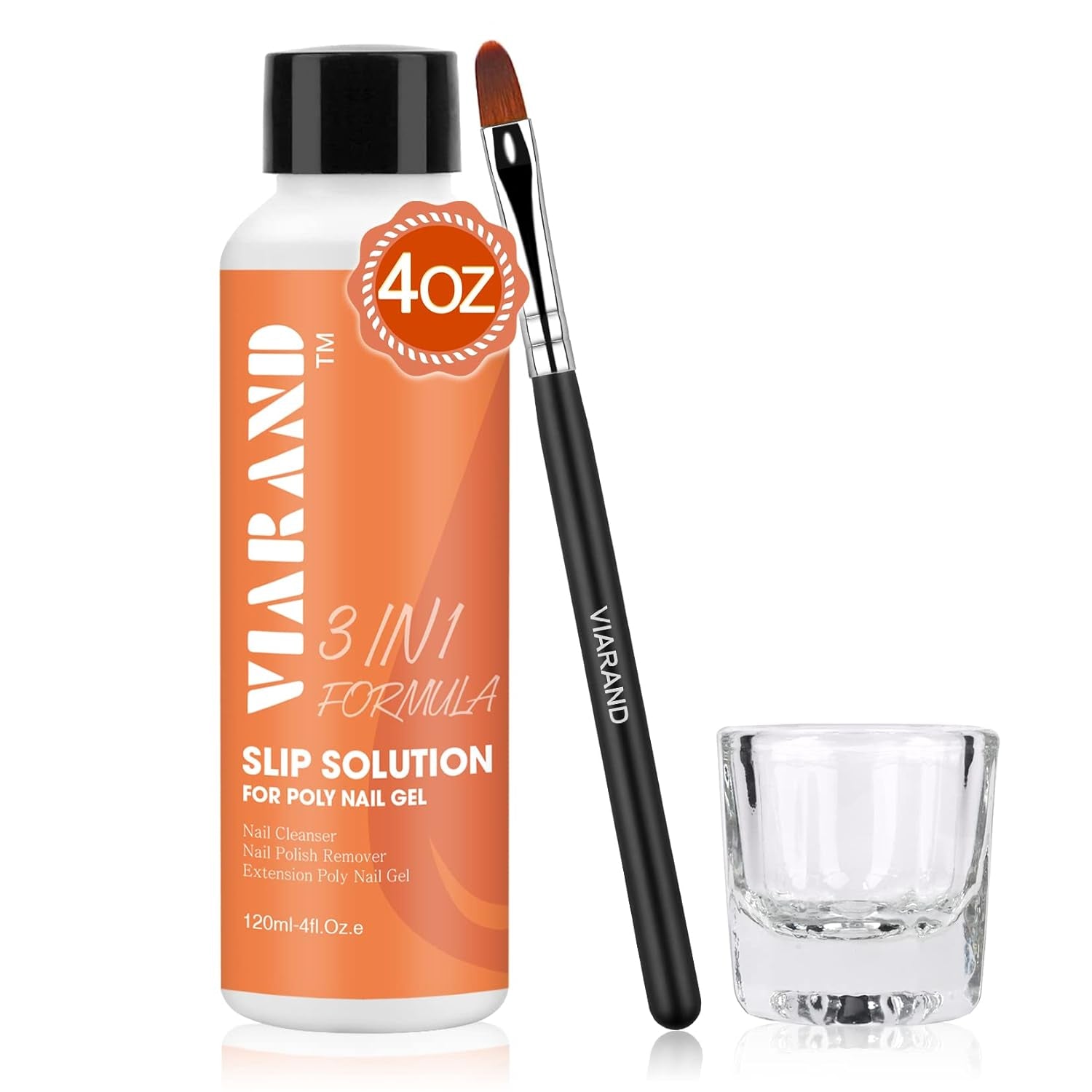 Slip Solution Poly Gel 4Oz, Anti-Stick Poly Gel Nail Solutions with Gel Nail Brush, Glass Cup, Easy DIY Extension Poly Nail Gel