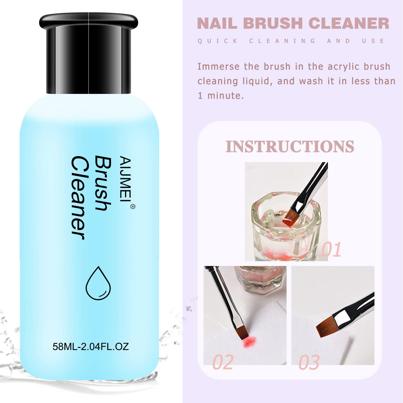 Acrylic Powder Nail Kit with Professional Liquid Monomer, Brush Cleaner, and Tools Set for Nail Extension System