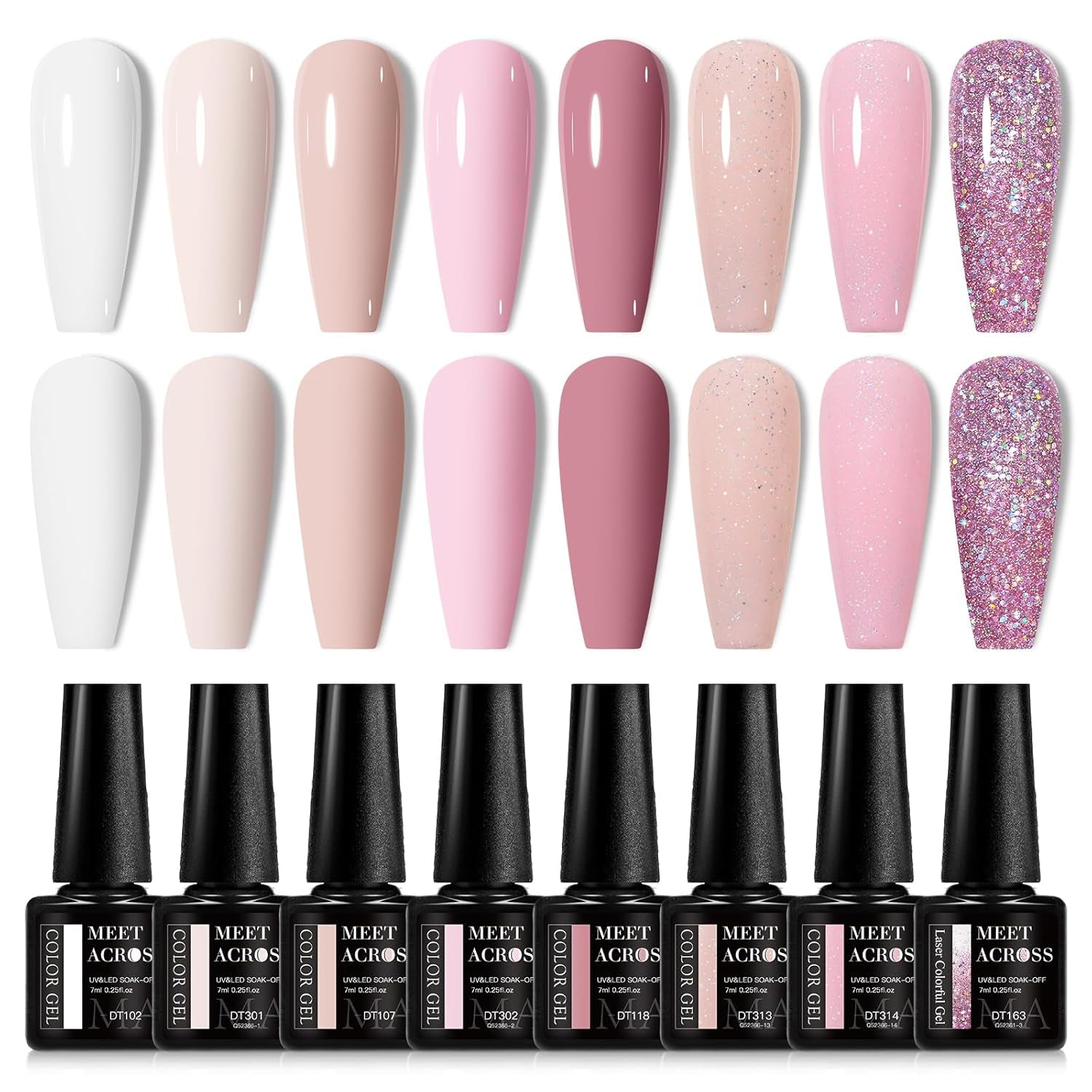 White Red Gel Nail Polish Set, 8 Colors Black Bloody Red Shimmer Red Silver Gel Polish Kit for All Seasons Soak off Gel Nail Manicure Gifts for Women