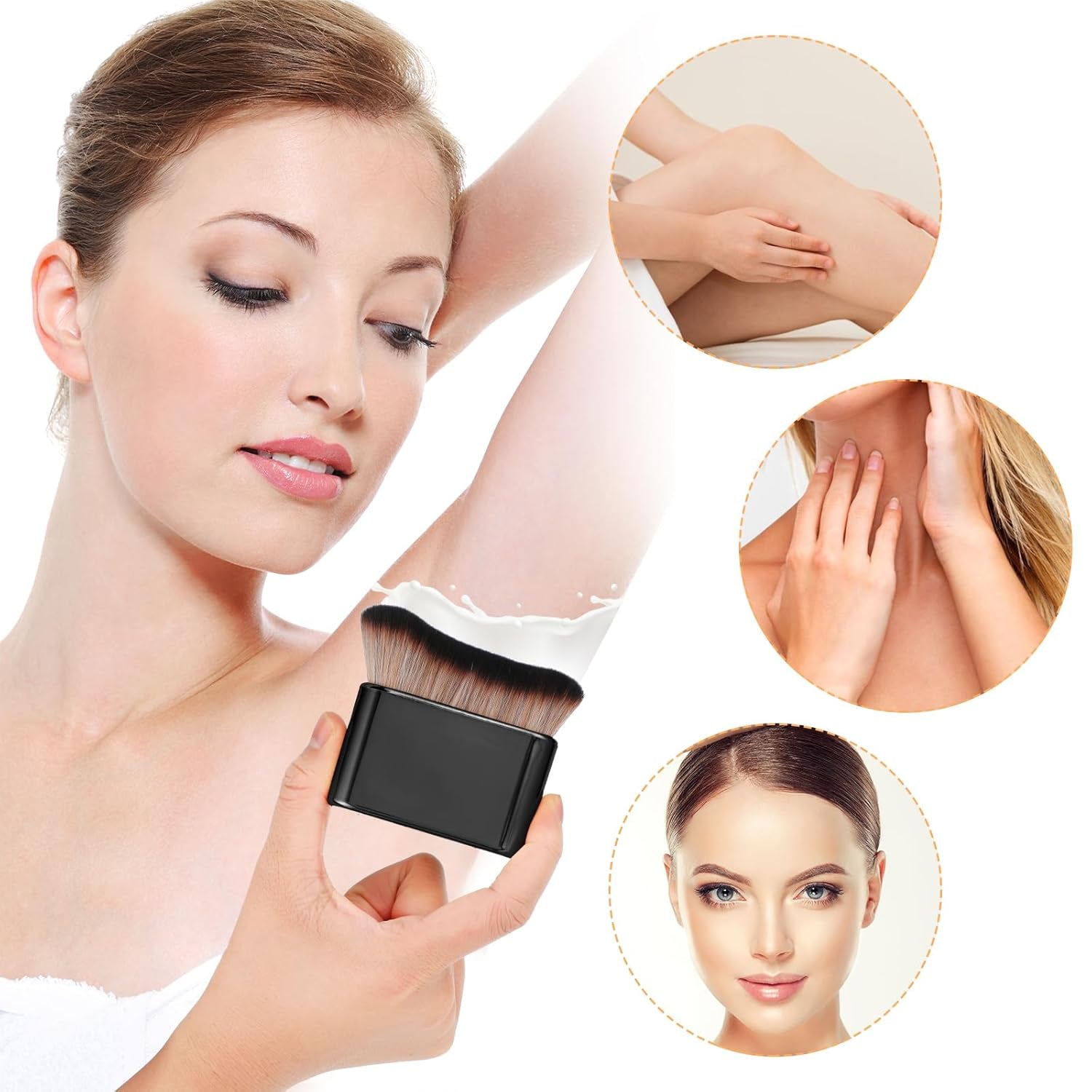 Self Tan Brush Soft Body Makeup Brush Portable Self Tanning Brush Self Tanner Face Brush for Body & Leg Makeup（Black）