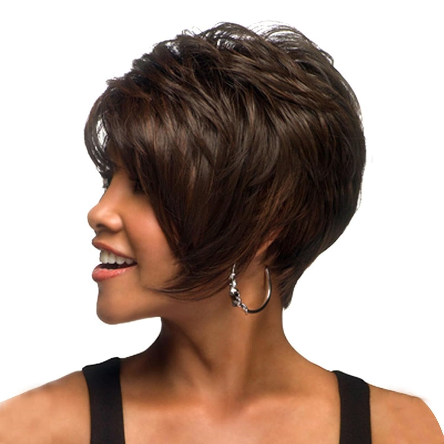 Human Hair Short Wigs for Women Short Brown Wig for Women Synthetic Wigs Dark Brown Daily Ues Hair