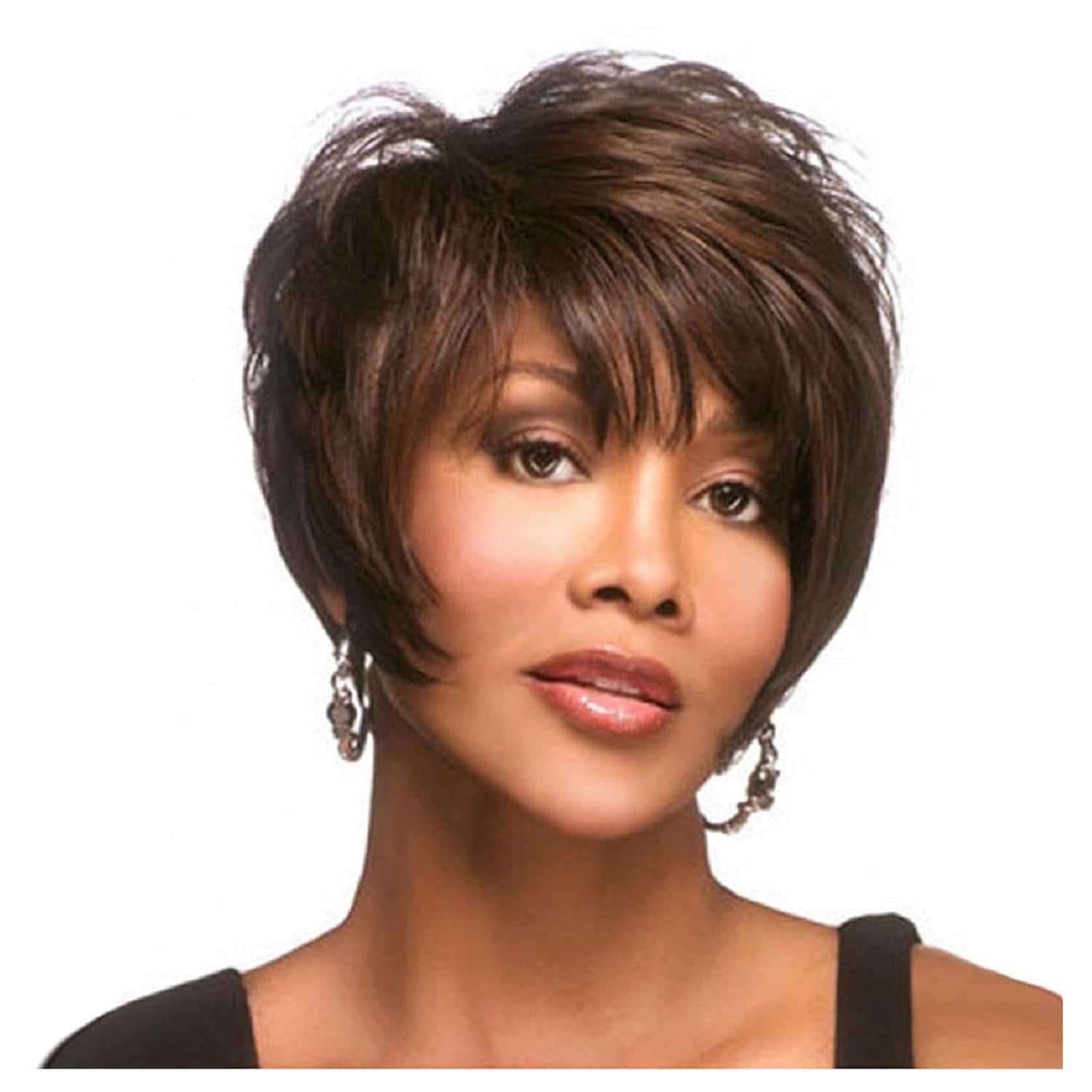 Human Hair Short Wigs for Women Short Brown Wig for Women Synthetic Wigs Dark Brown Daily Ues Hair