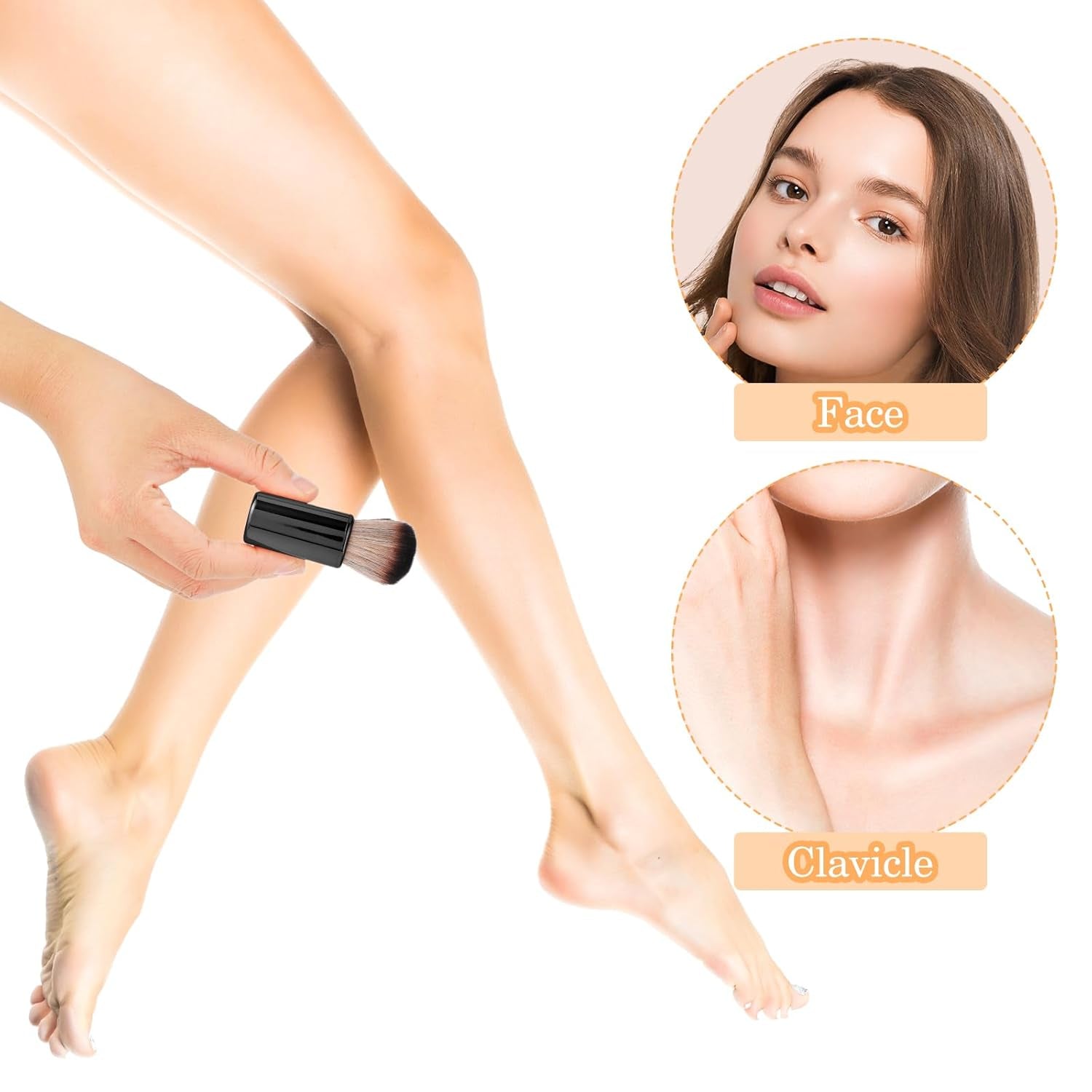 Self Tan Brush Soft Body Makeup Brush Portable Self Tanning Brush Self Tanner Face Brush for Body & Leg Makeup（Black）