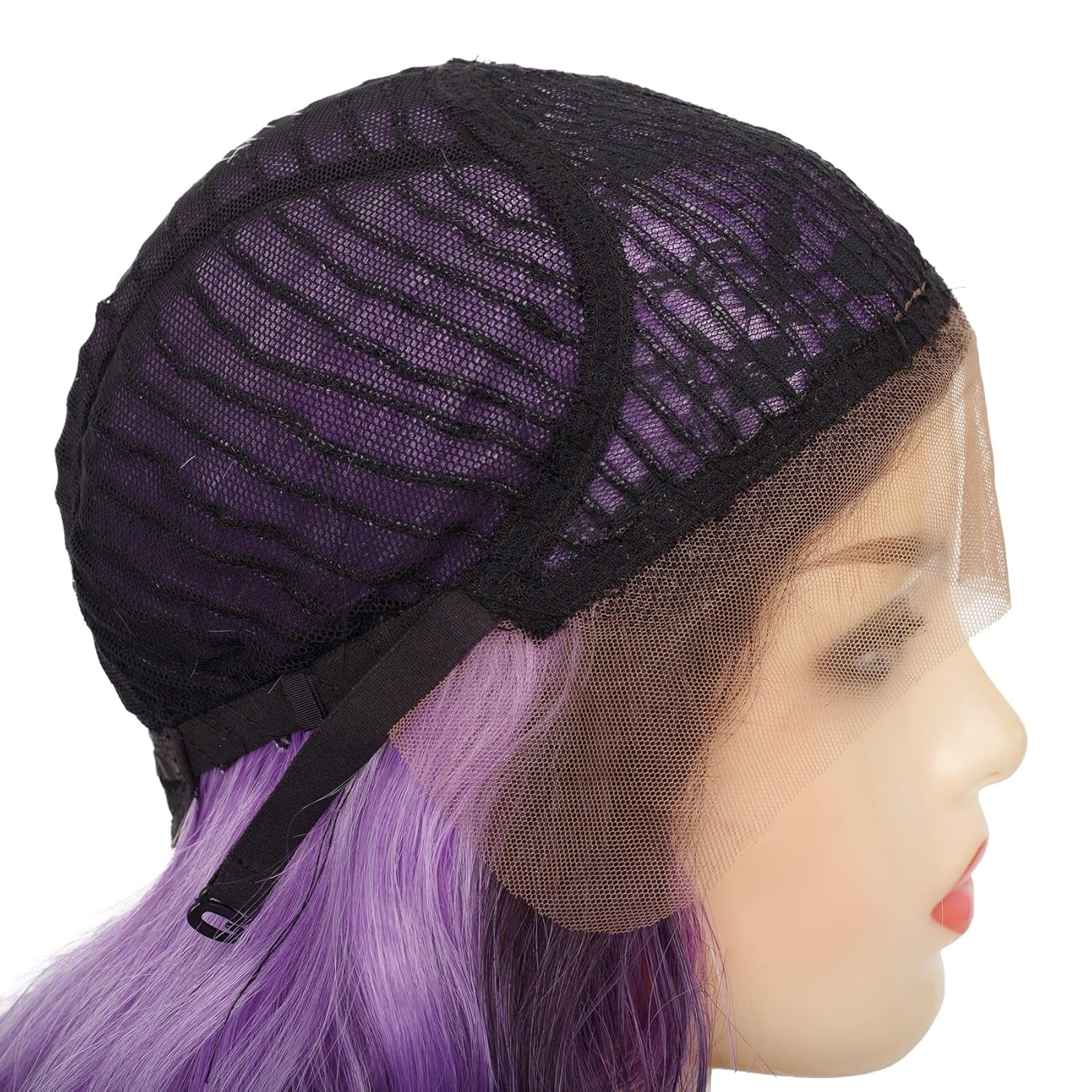 Purple Lace Front Wigs Long Ombre Curly Wavy Hair with Dark Roots Hair Wavy Wig Side Part Cosplay Halloween Wigs