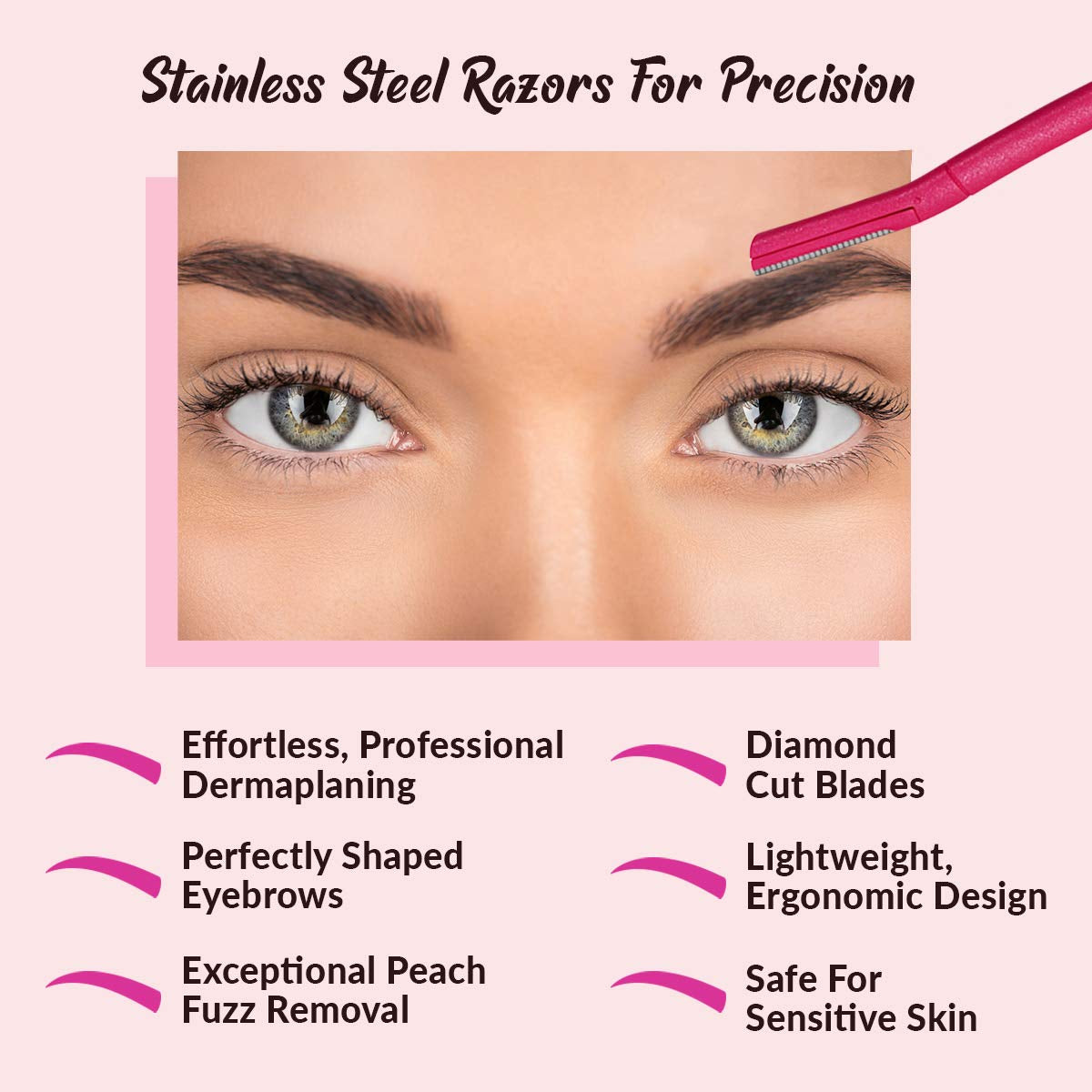 Womens Eyebrow Razor (6Pc) Dermaplaning Brow Shaping Women Facial Hair Razors