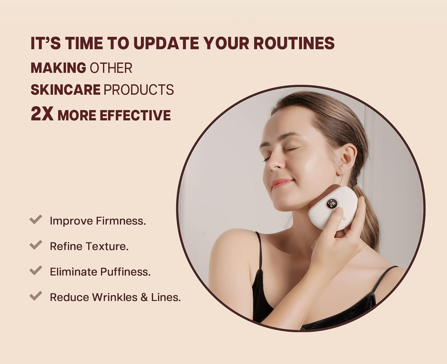 LUX1 Gua Sha Facial Tools, Face Sculpting Tool, Electric Face Massager with 3-Level Heat & Vibration & 1000Mah Battery, Anti-Aging, Neck & Face Lift, Wrinkle and Puffiness Reduction