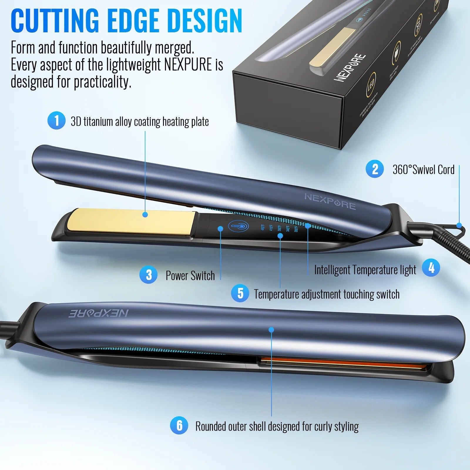 1 Inch Hair Straightener Flat Iron, Ionic Dual Voltage Straightener, Pro Salon Styling Tool