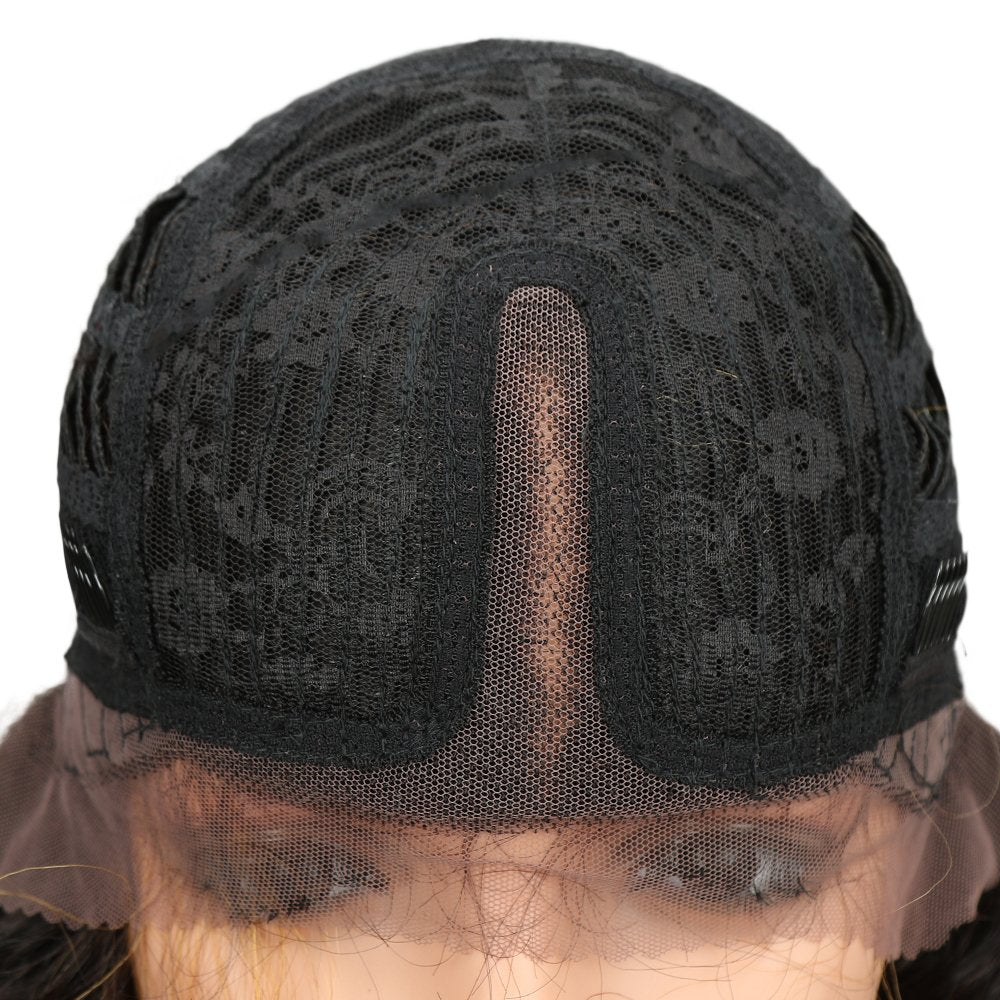 Lace Front Wigs Ombre Blonde 28'' Long Small Curly Wavy Synthetic Wigs for Black Women 130% Density Wigs(Ttpn4/270A/24F)