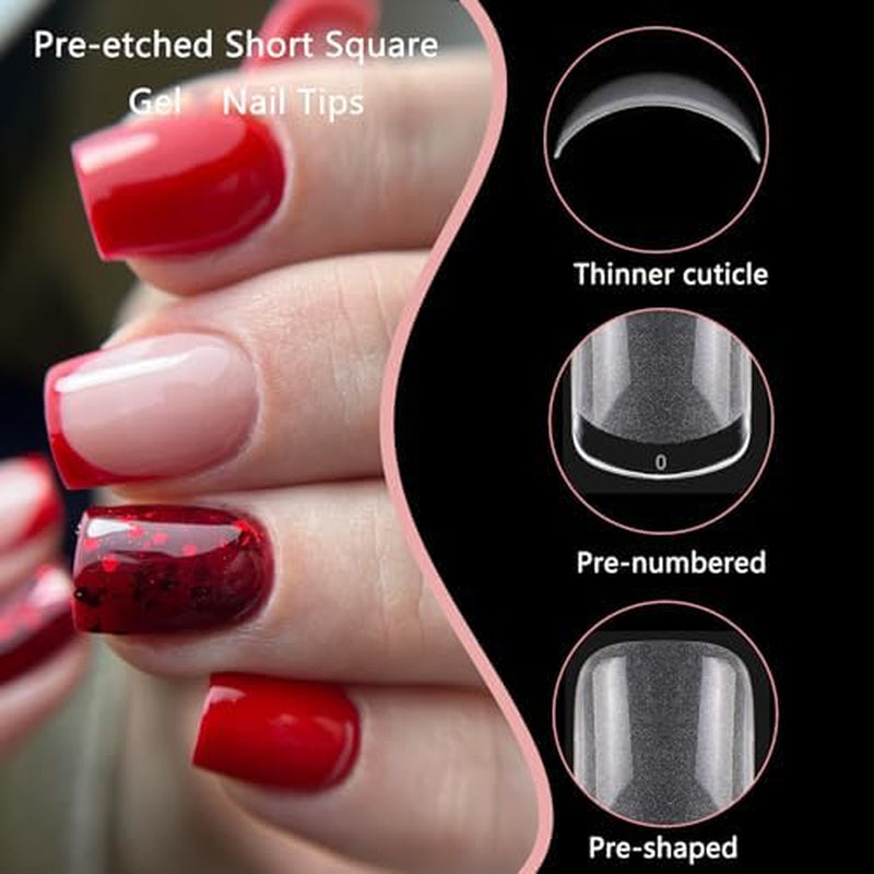 600Pc Extra Short Square Nail Tips Clear Fake Nails Press on Nail Short Soft Gel Nail Tips Full Cover False Nails XS Square Acrylic Nails Tip Artificial Fingernail for Gel Nails Extension
