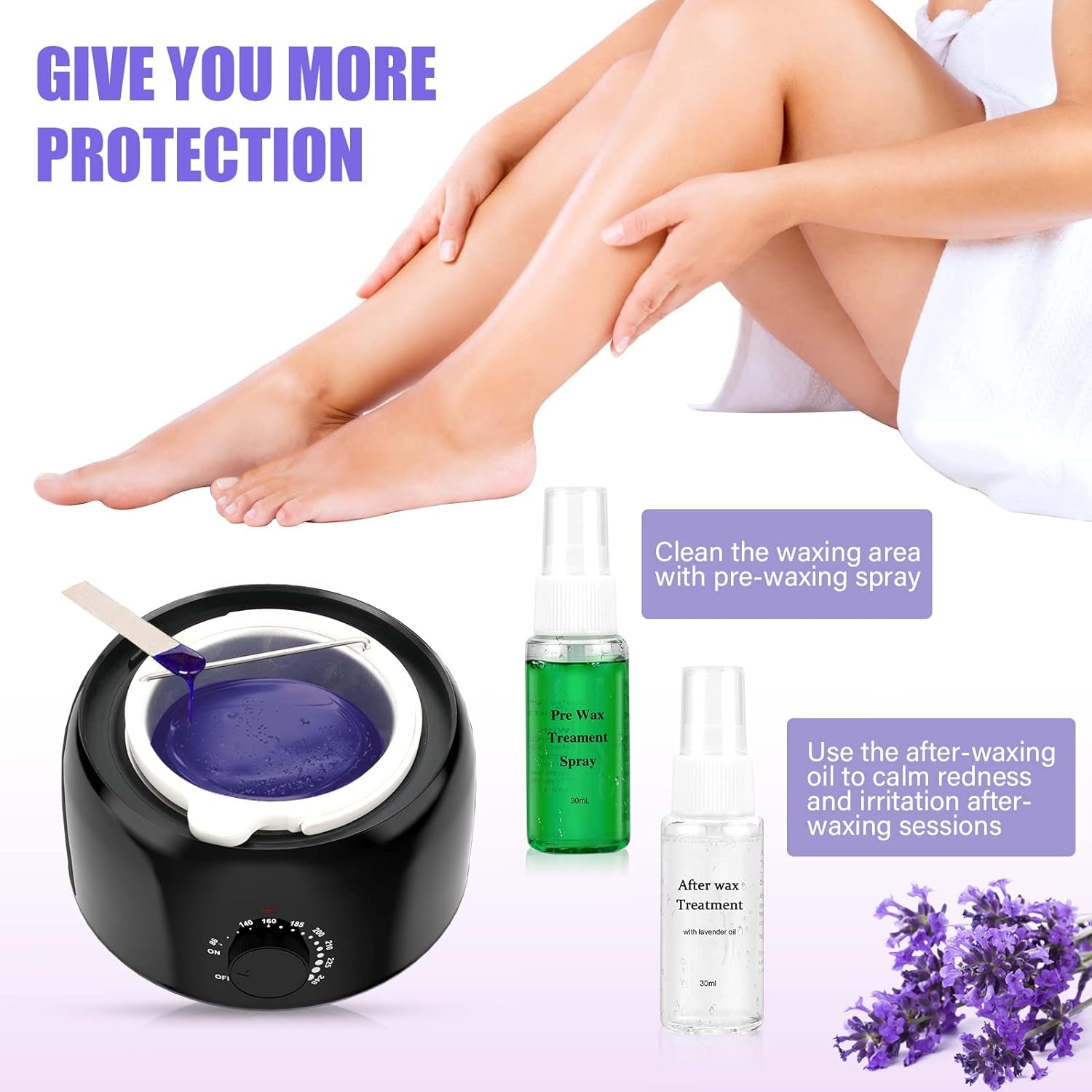 Waxing Kit -  Wax Warmer for Hair Removal, Hard Wax Kit with 14Oz 5 Bags Hard Wax Beans for Full Body, Legs, Face, Eyebrows, Bikini, Brazilian Waxing Kit for Women Men