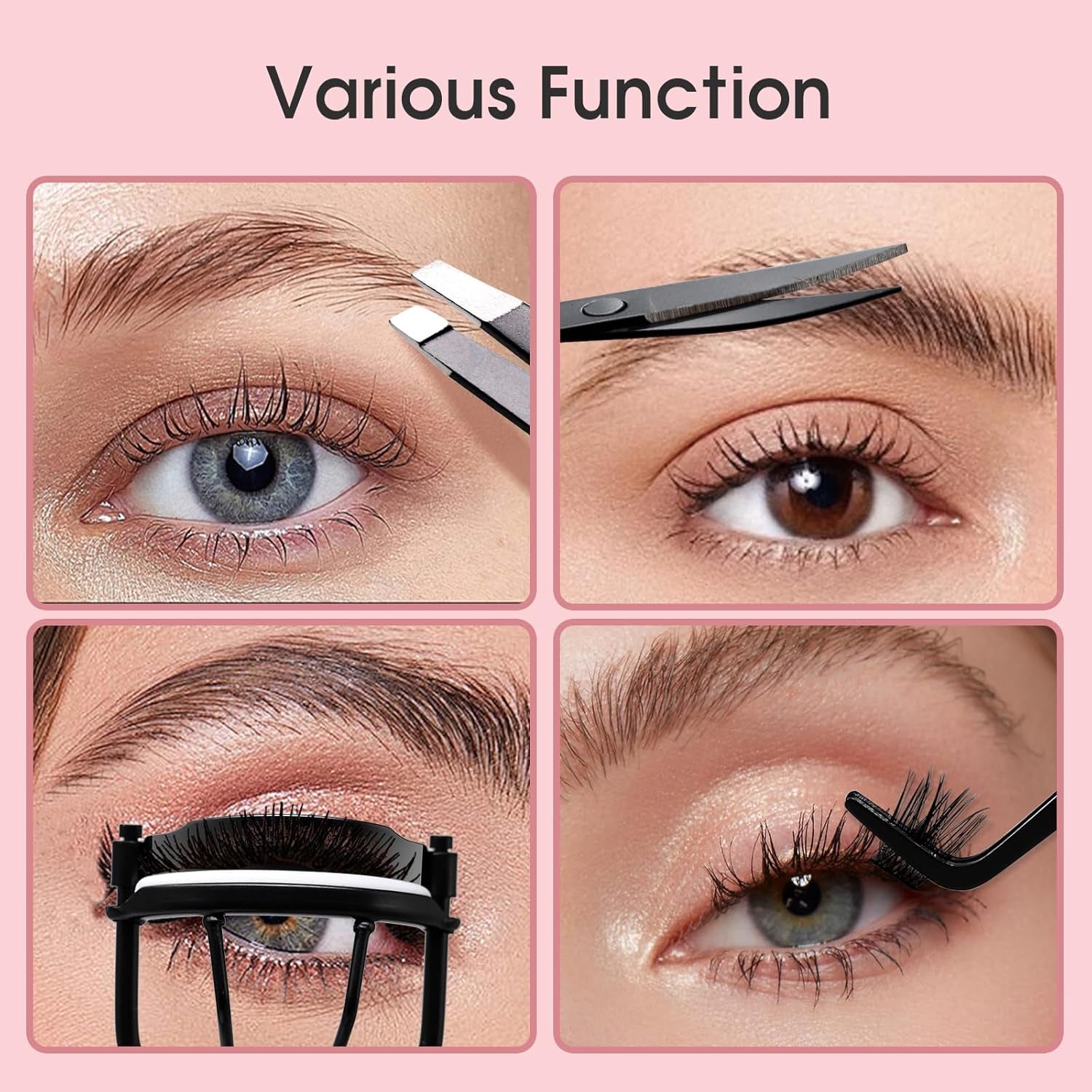 Lash Applicator Tool DIY Eyelash Applicator Stainless Steel Curved Eyelash Tweezers for Cluster Lashes (Black(4Pcs))