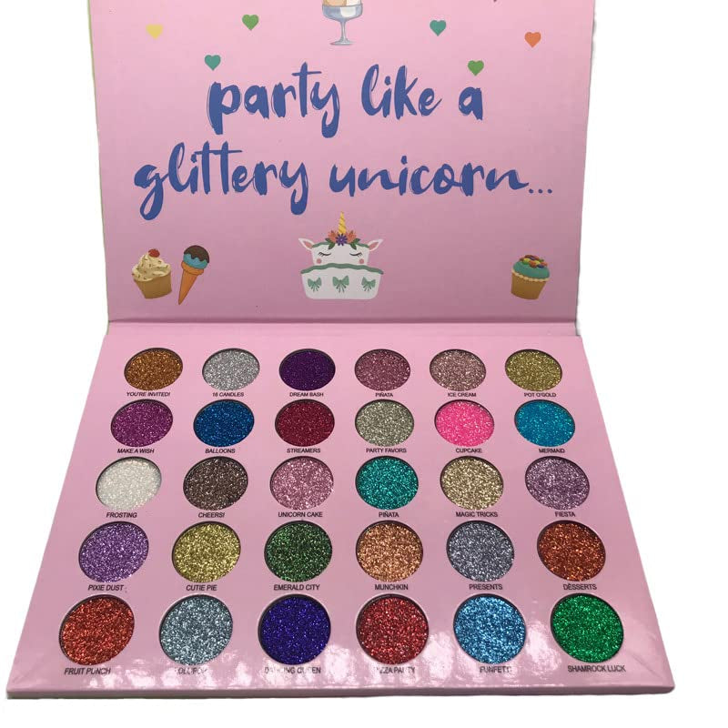 30 Colors Glitter Eyeshadow Makeup Palette Colorful Sparkly Eye Shadow Pallet + 1Pc Eyeshadow Brush Long Lasting Glitter Pressed Powder Palette