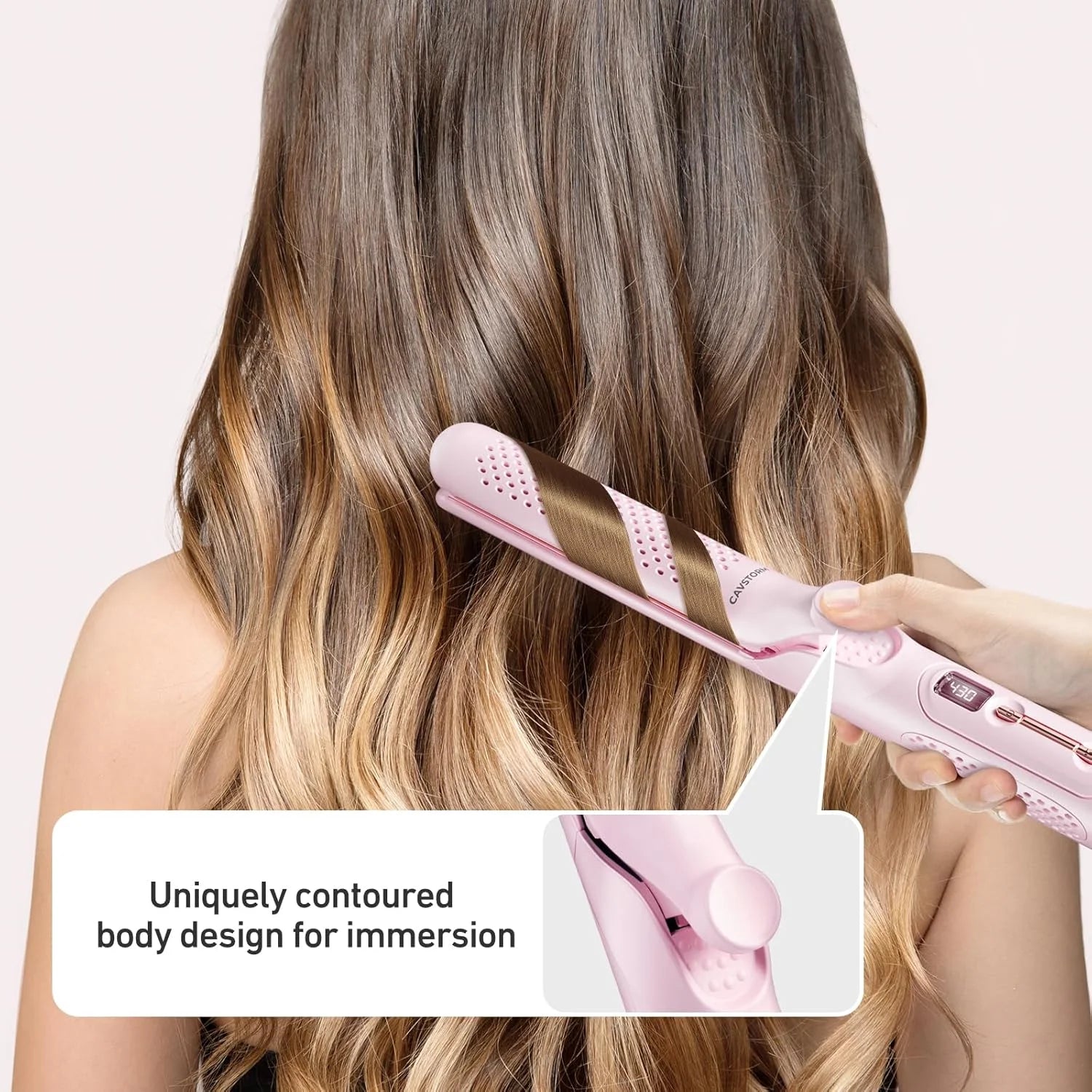 2-In-1 Curling Iron & Hair Straightener, 1 Inch Ceramic Curling Wand for Long Hair, 360° Airflow Styler, Dual Voltage Travel Hair Tool - Pink