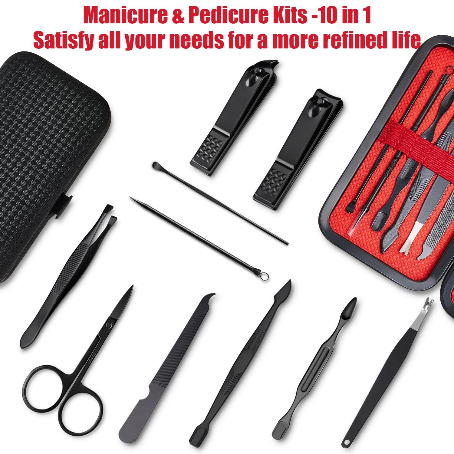 Manicure Set 10 in 1 Mens Gifts Travel Nail Clippers Set