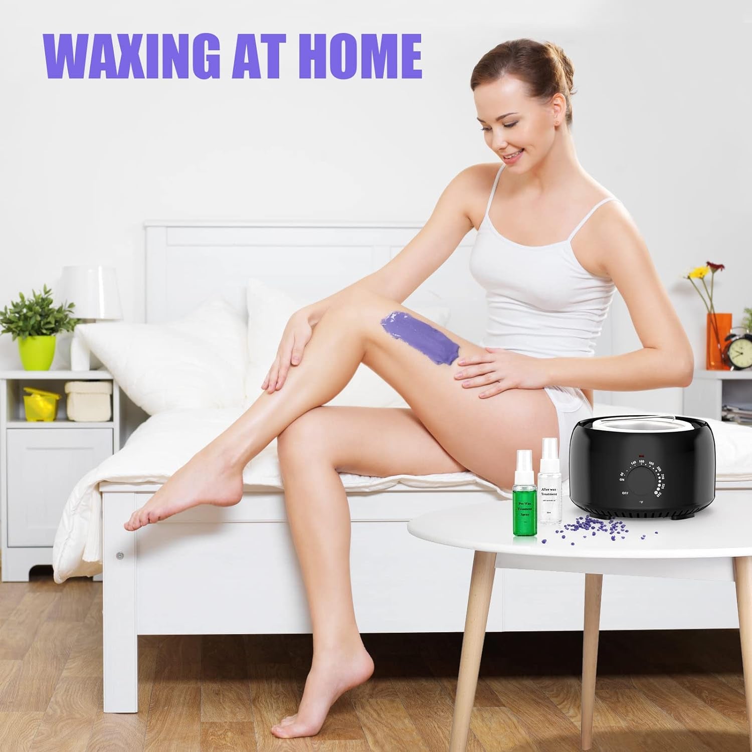 Waxing Kit -  Wax Warmer for Hair Removal, Hard Wax Kit with 14Oz 5 Bags Hard Wax Beans for Full Body, Legs, Face, Eyebrows, Bikini, Brazilian Waxing Kit for Women Men
