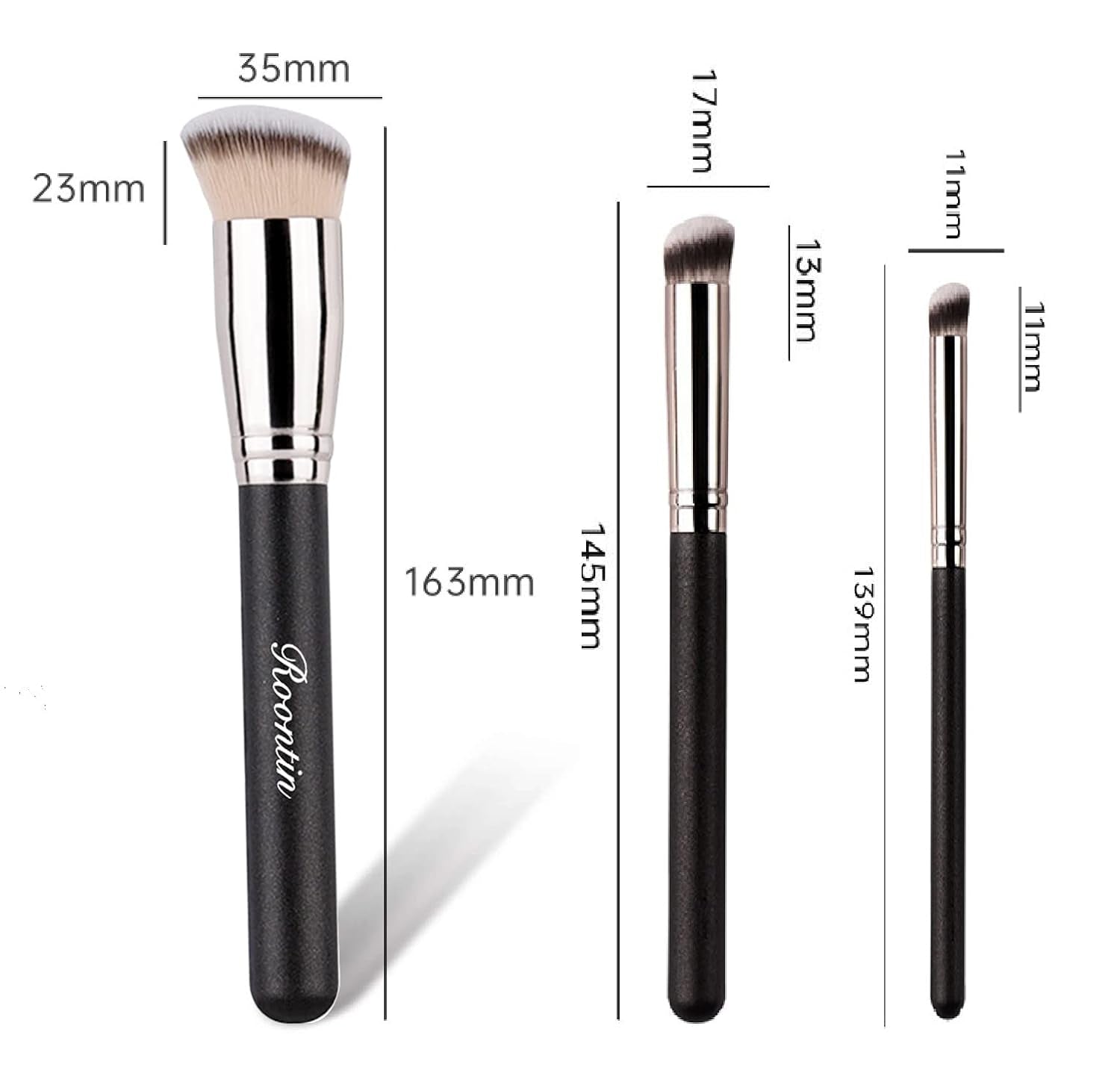 Makeup-Brushes Foundation Concealer Blusher-Brush Premium-Synthetic-Bristles Pink Handle for Liquid, Cream or Powder Products 3 Pieces Sets