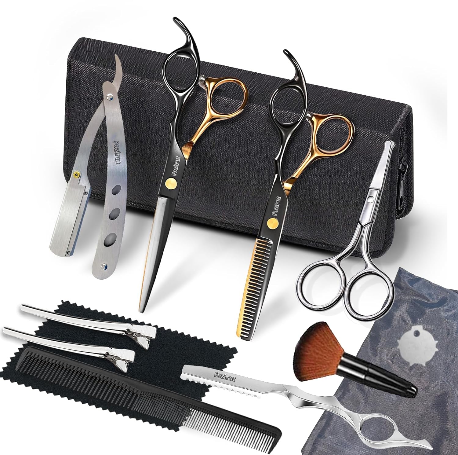 Professional Barber Scissors Set - Hair Shears Kit, Thinning Shears for Salon Haircut & Bang Trimming