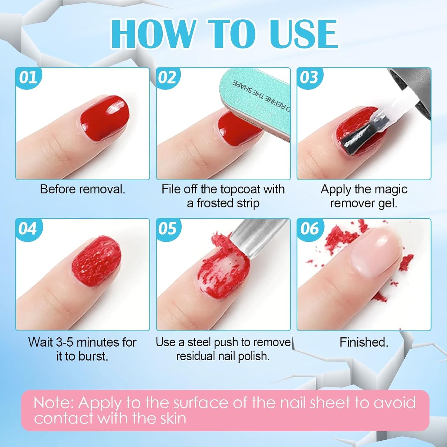Gel Nail Polish Remover Kit - 2 Pieces with Steel Push and Nail File - Quick and Easy Removal in 3-5 Minutes - No Foil Needed